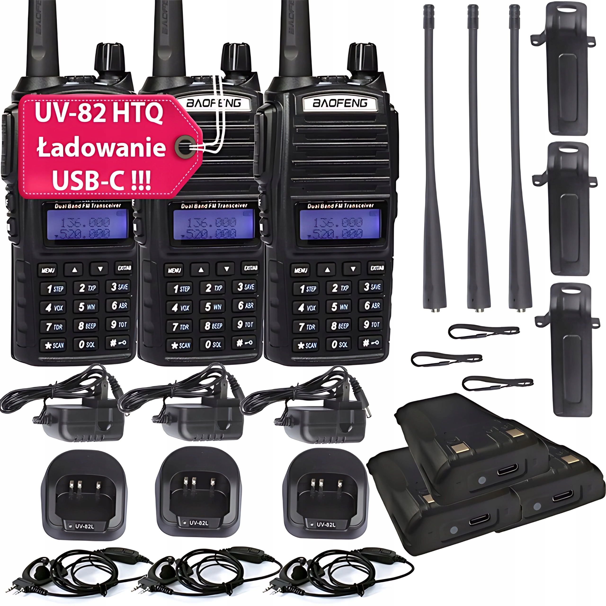 Baofeng UV-82 Htq Usb-c 2800mAh Vysílačka Radiotelefon Walkie Talkie