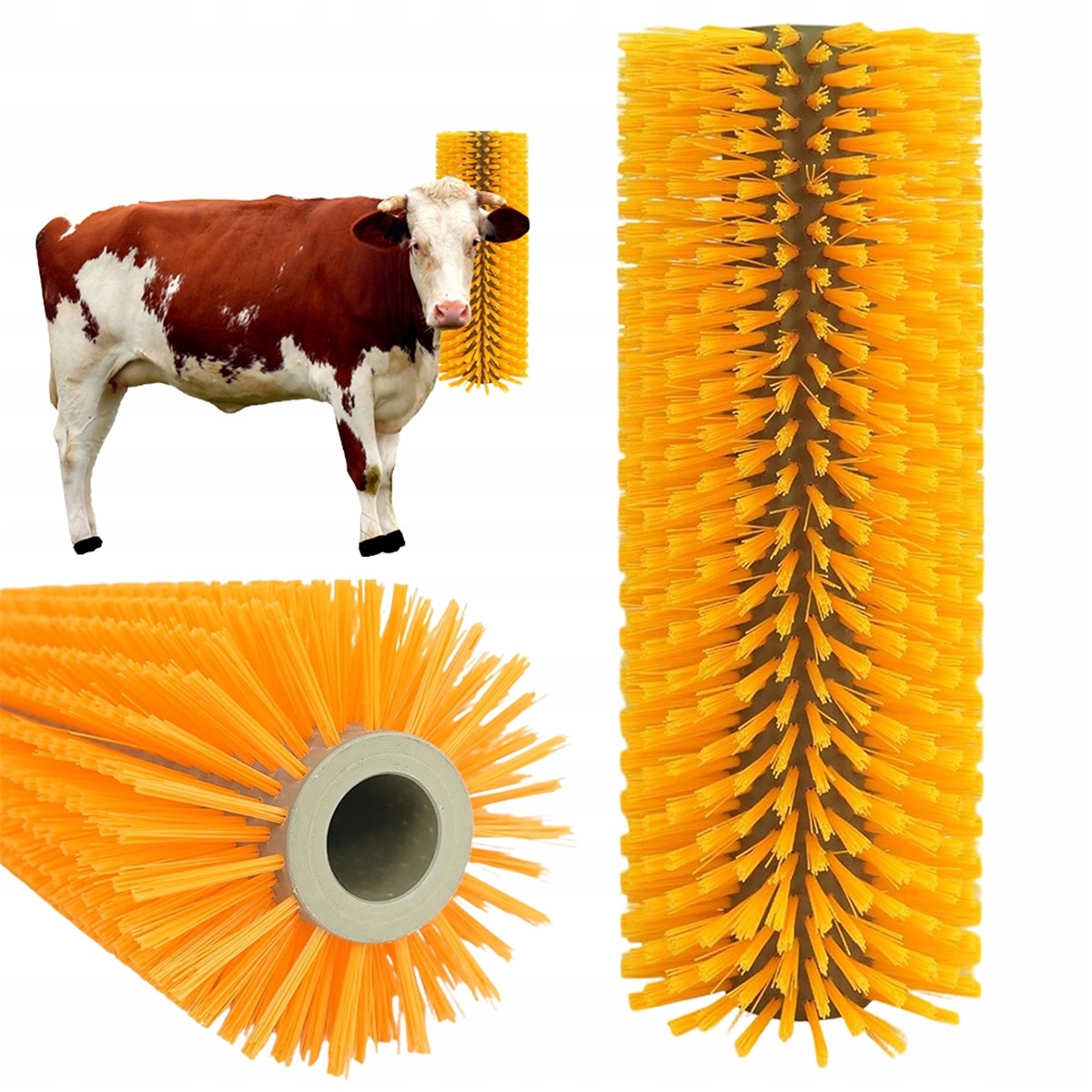 Żółta szczotka do czyszczenia i masażu krów, owiec i koni z trwałego nylonu