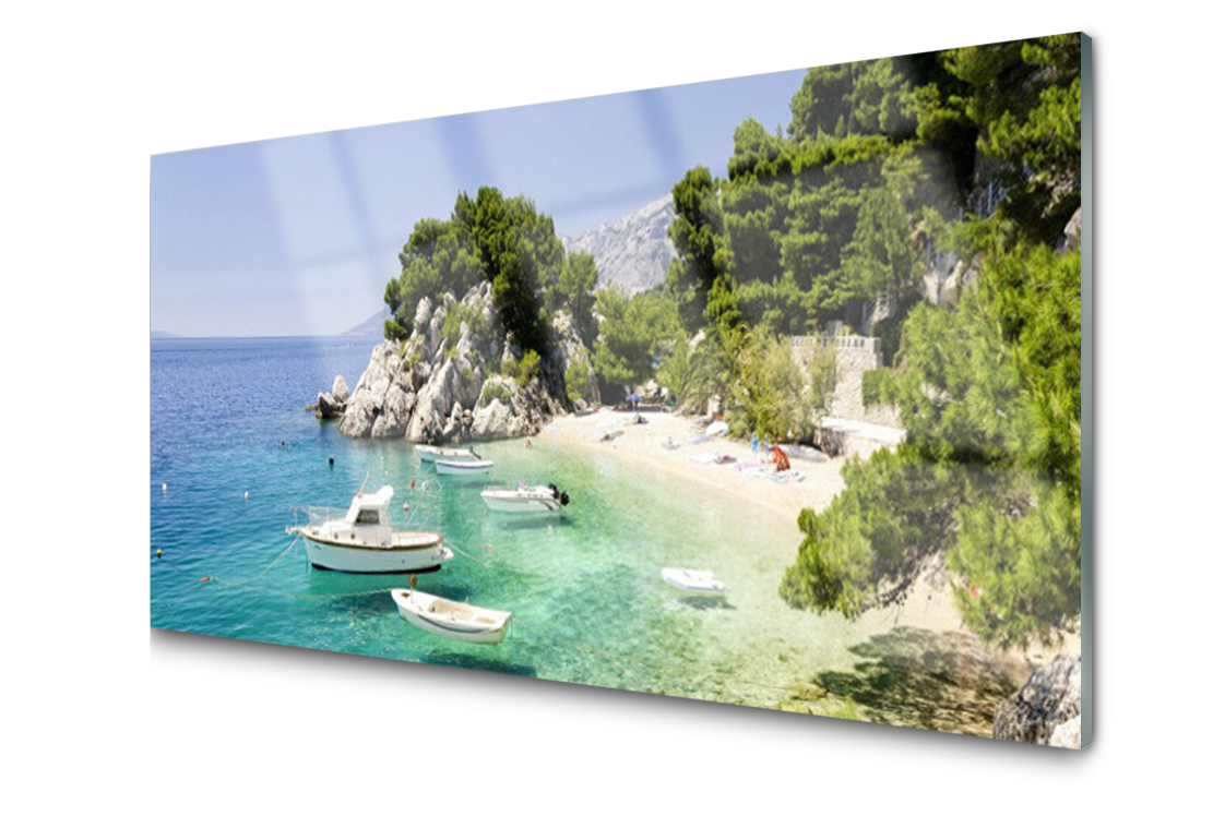 

Panel szklany Płytka Morze Plaża Łodzie 120x60