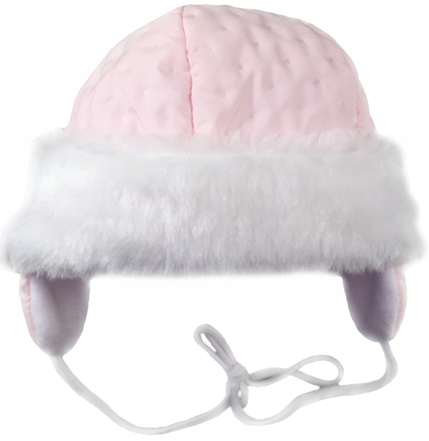 CZAPECZKA wiązana pikowana z futerkiem 62 cm