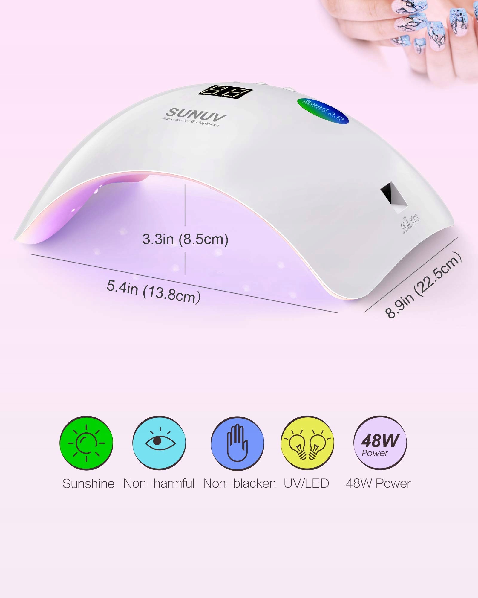 SUNUV Lampa UV LED Do Paznokci Żelowych Z Timerem I Sensorem — miniatura 3