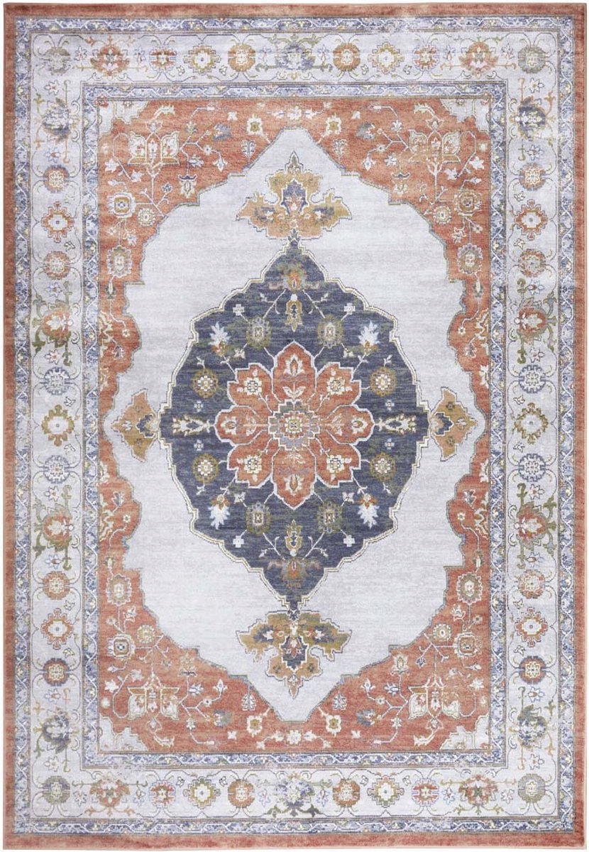 Koberec 160x230 do obývačky, klasický oranžovo-krémový vzor