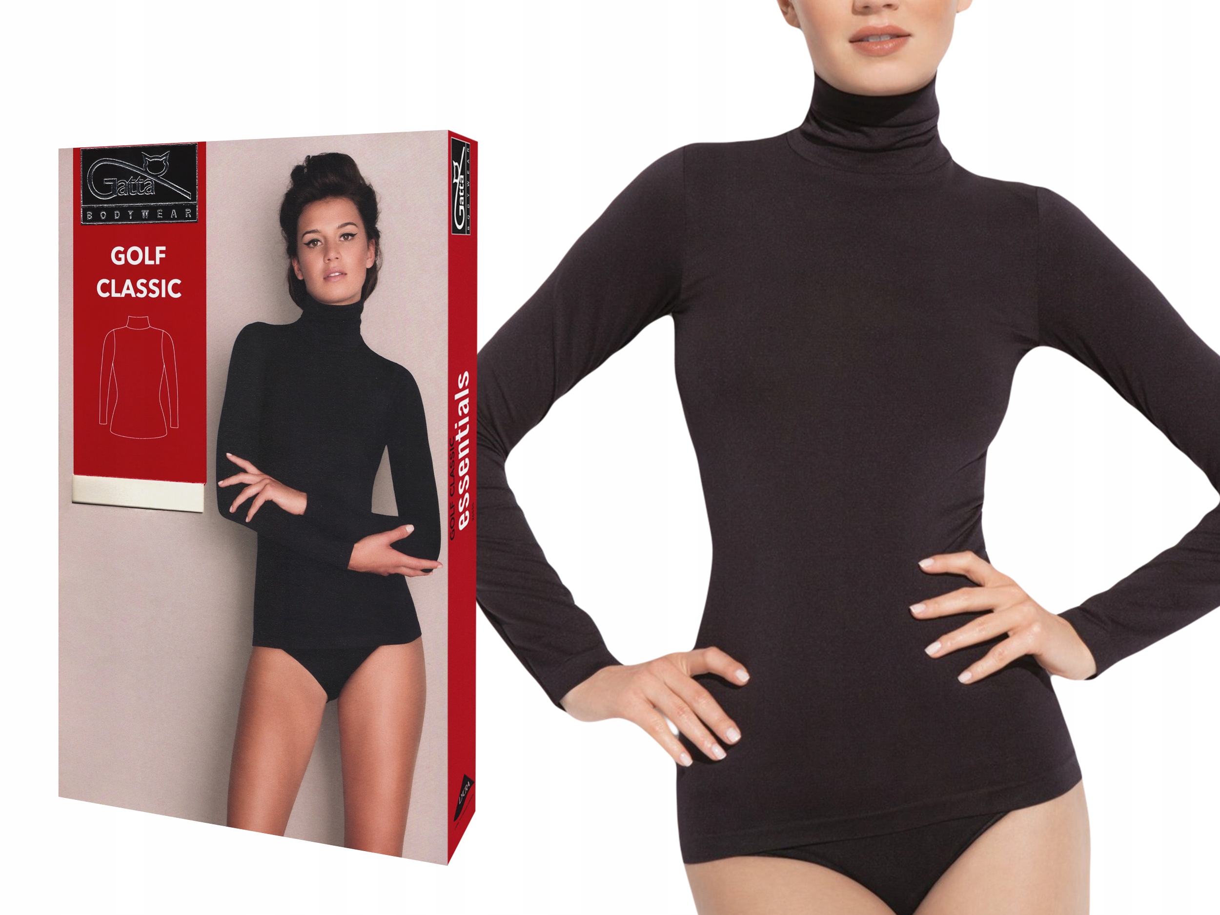 Bezszwowy Golf Classic Gatta, długi rękaw czarny M