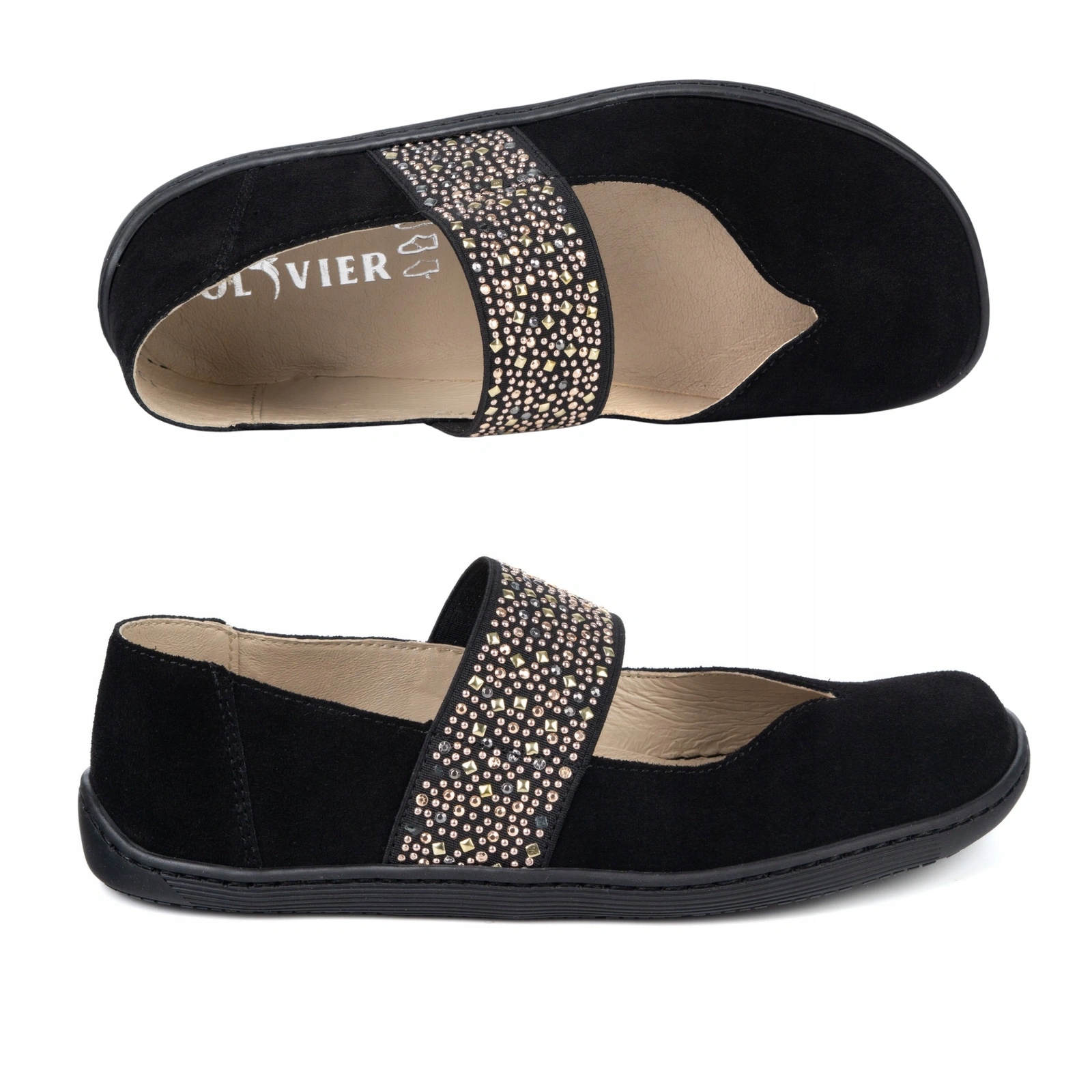 Dámské kožené barefootové lodičky Mila černé, velur 36