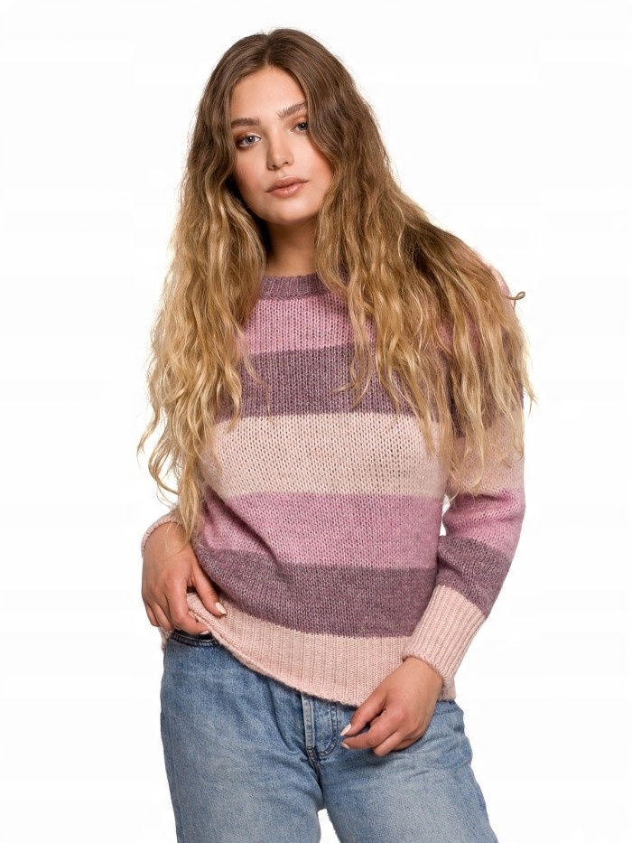 

Eu L/XL BK071 Sweter w pasy wielokolorowe - model