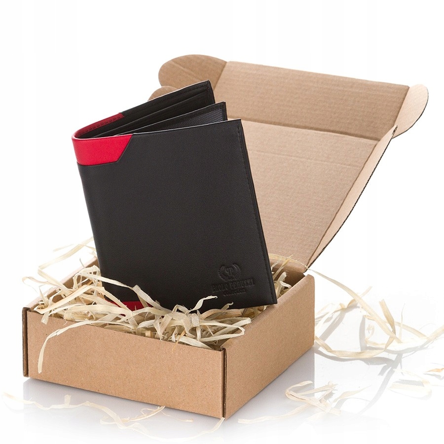 

Duży czarny portfel ze skóry męski na prezent