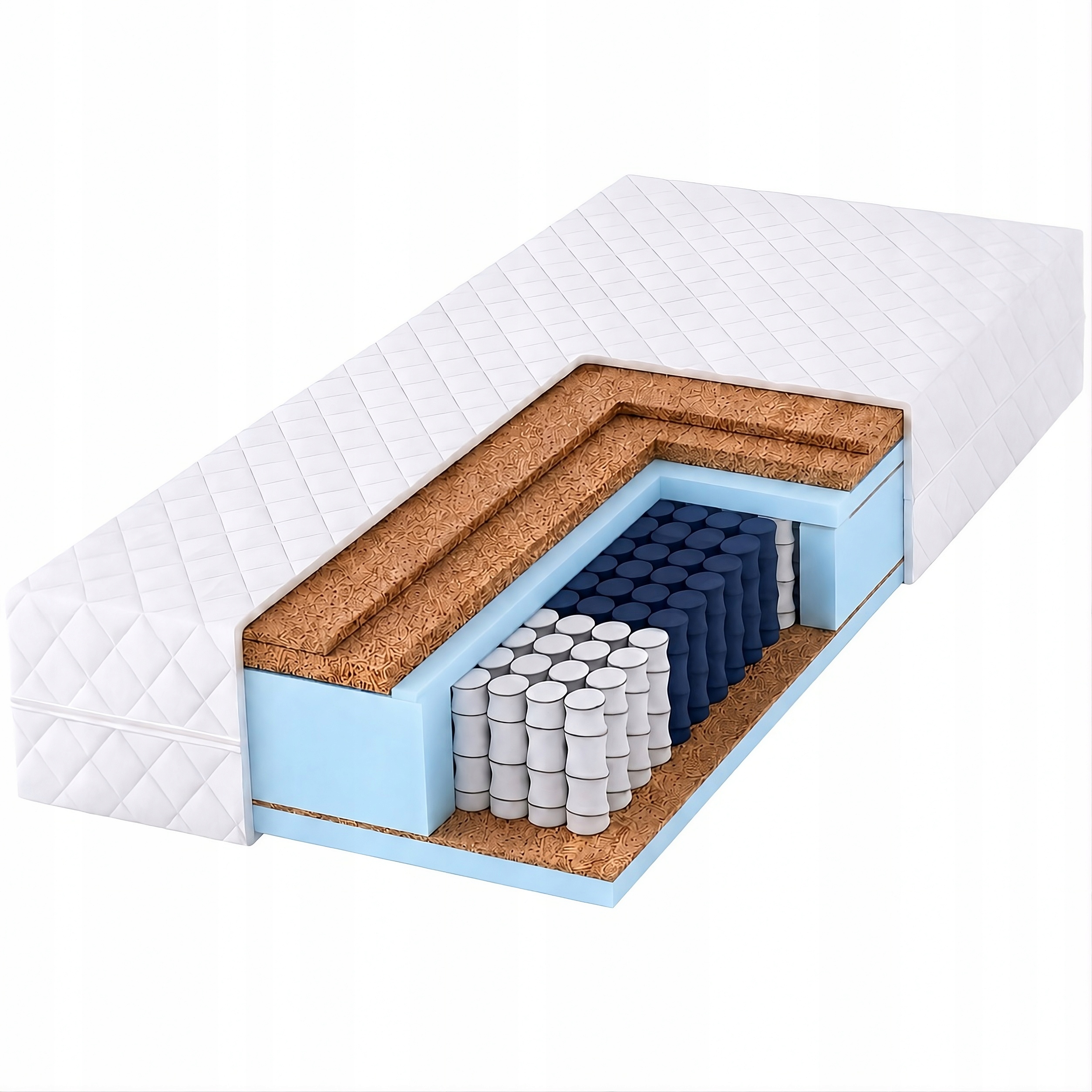 Materac 140x200 Twardy H5/H4 3x Kokos kieszeniowy 7 stref 21 cm