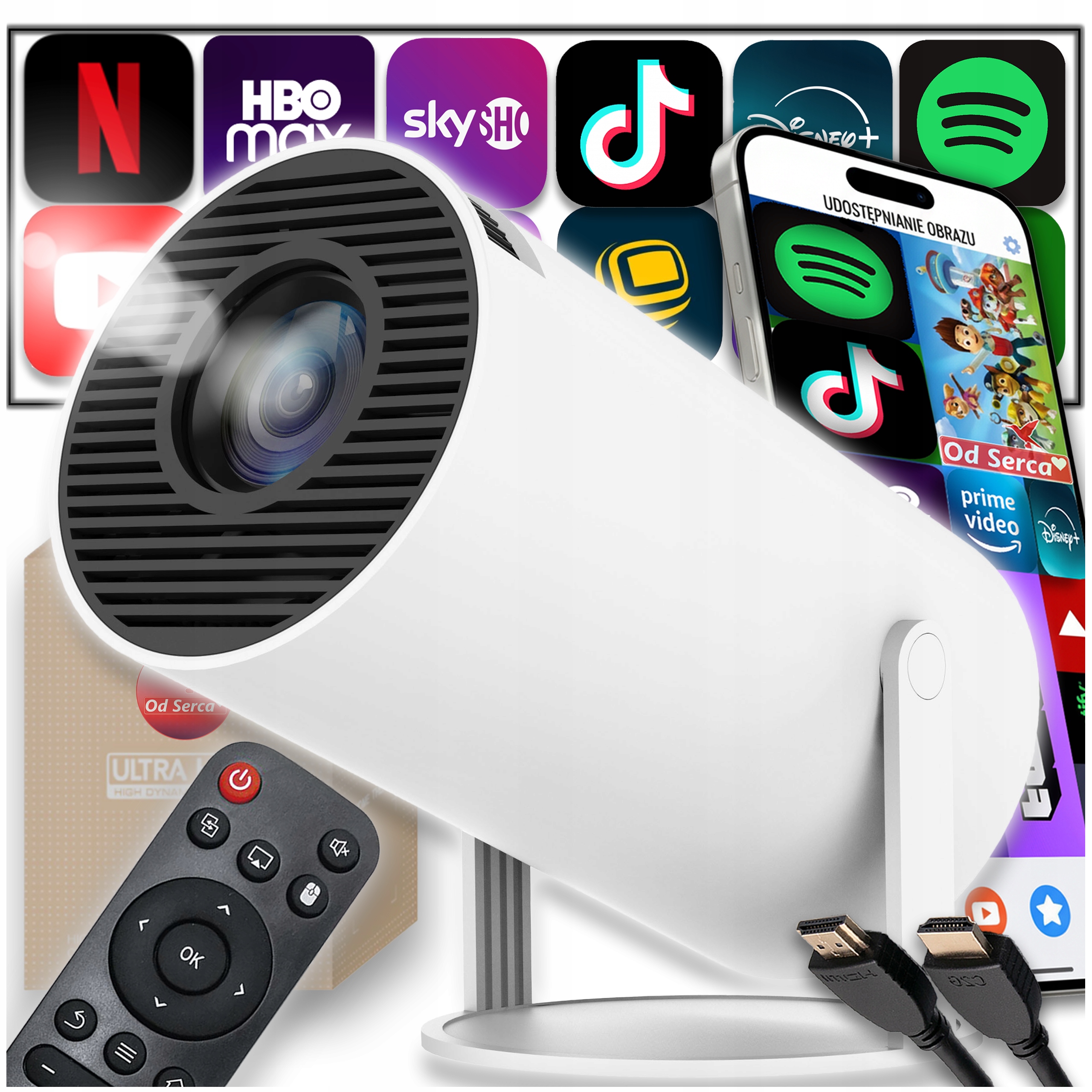 Filmový Projektor Multimédií Android Tv Wifi Přenosný Bluetooth