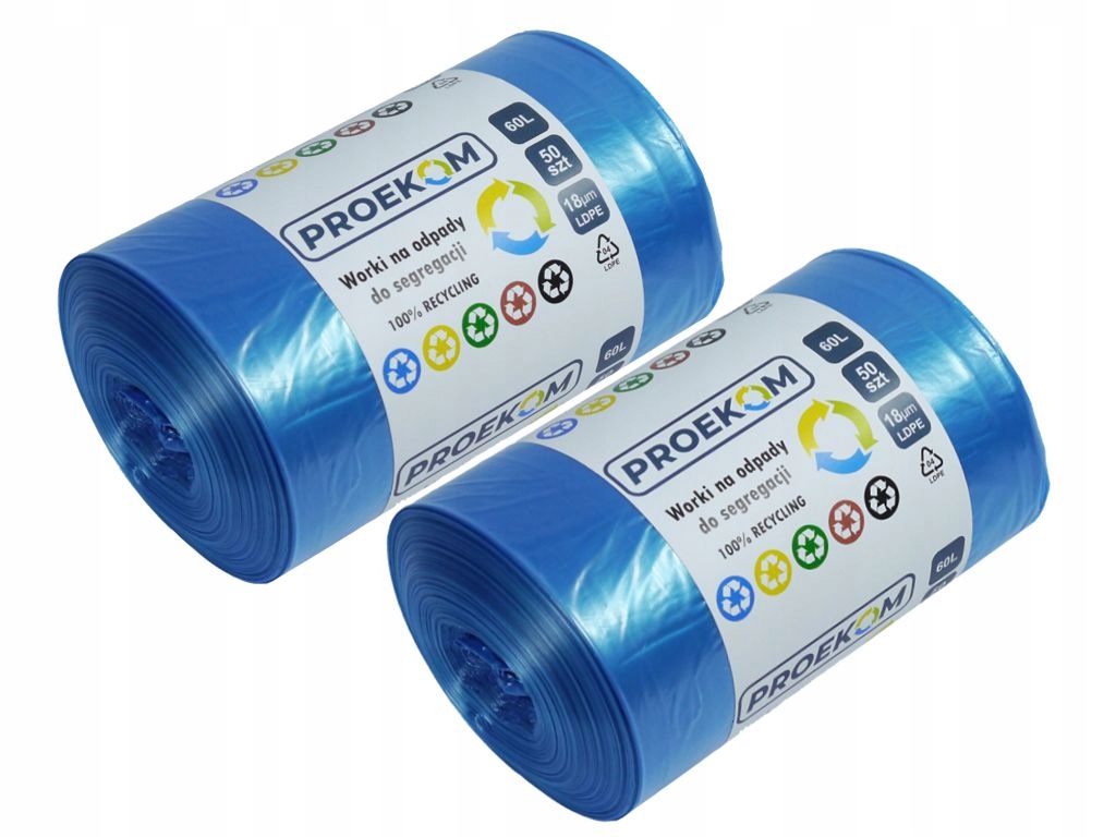 

Worki do segregacji śmieci 60L x 100szt niebieskie