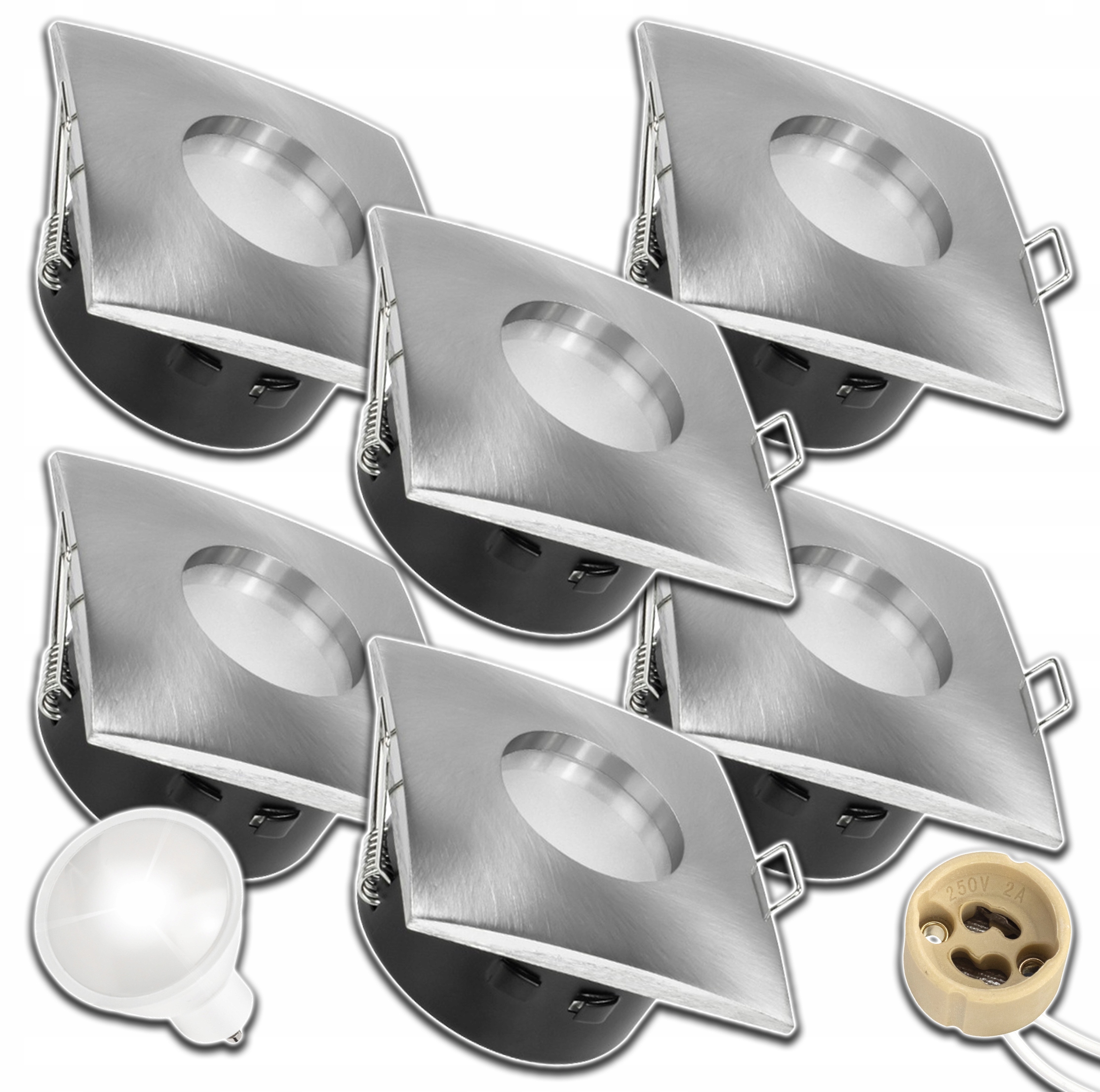 6x Halogen Led GU10 Hermetická Objímka S Žárovkou IP64 4000K Nw Neutrální