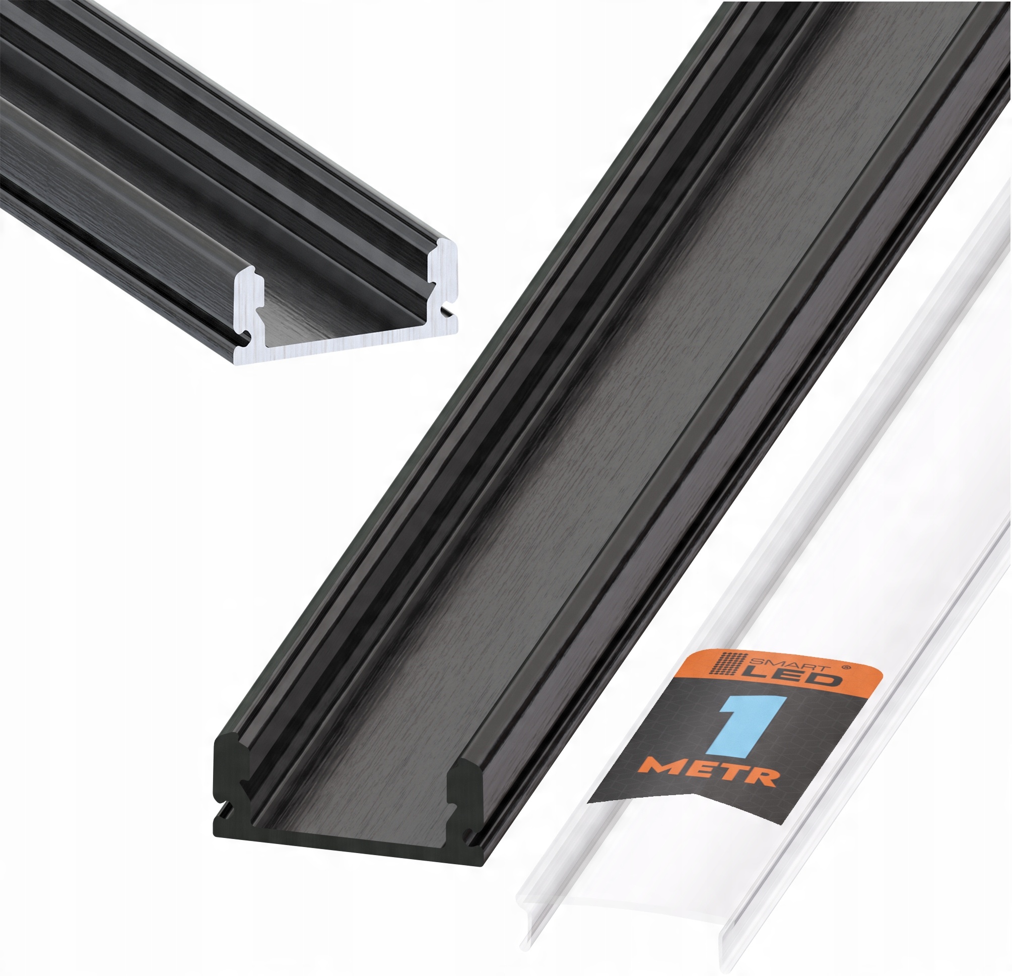

Profil Led do Taśma Czarny Klosz Transparent 1M