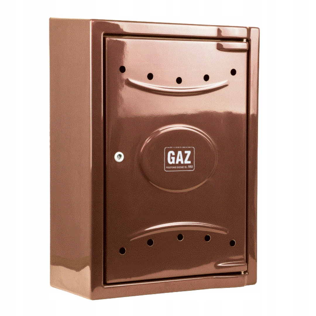 Szafka PUNKT GAZOWY 600x800x250mm BRĄZ PIONOWA na dwa GAZOMIERZE + podstawa