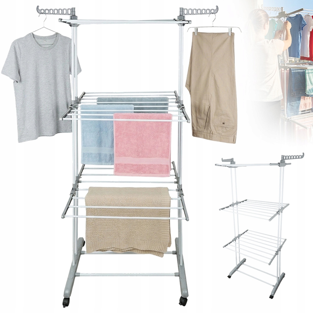 Levně skládací Sušák na prádlo, oblečení, spodní prádlo, vertikální, velký, 4 kolečka
