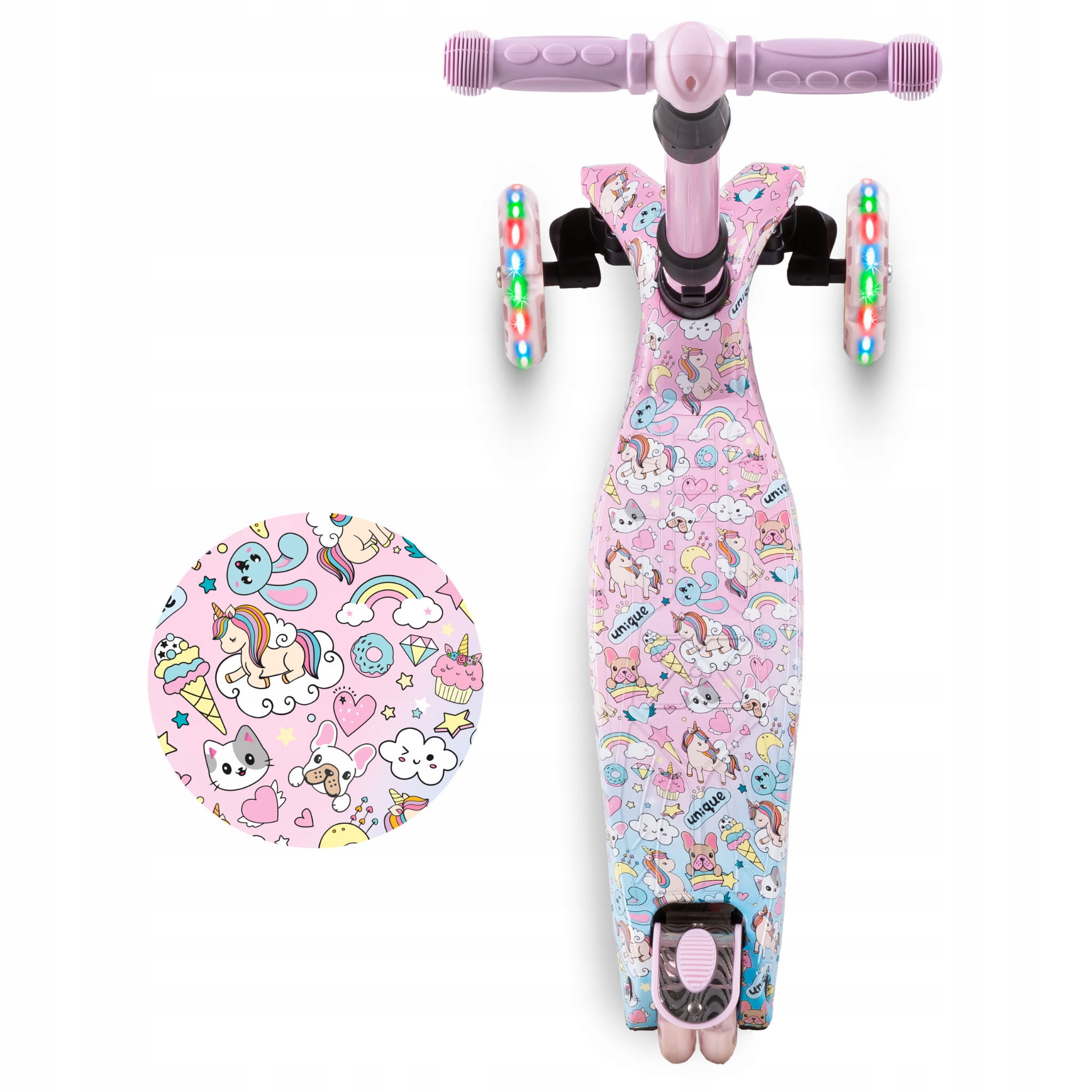 KIDWELL HULAJNOGA TRÓJKOŁOWA BALANSOWA KOŁA LED Długość podestu 32 cm