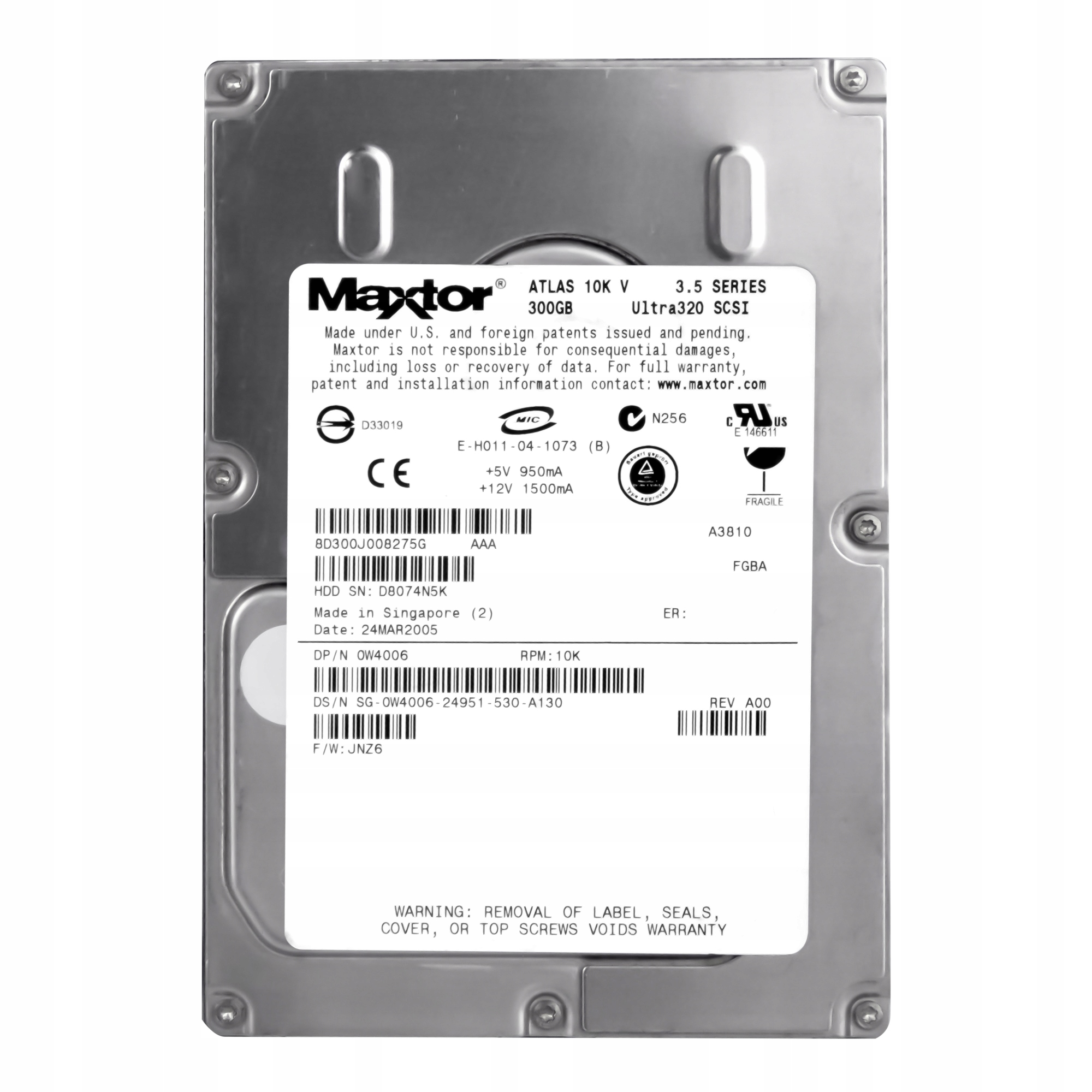 Dell 0W4006 300GB 10K 8MB Scsi U320 3.5'' 8D300J0