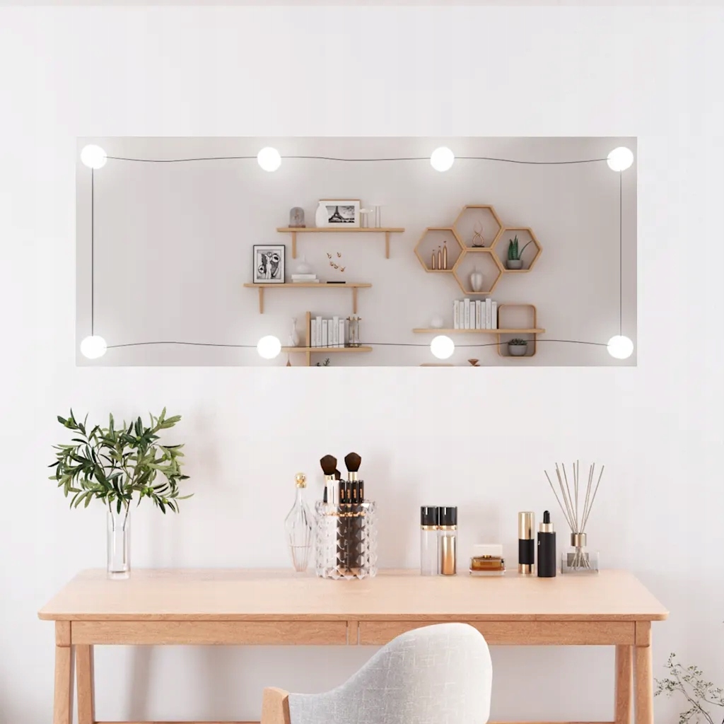 Nástěnné zrcadlo s Led osvětlením 40 x 100 cm sklo obdélníkové Stříbrná 318