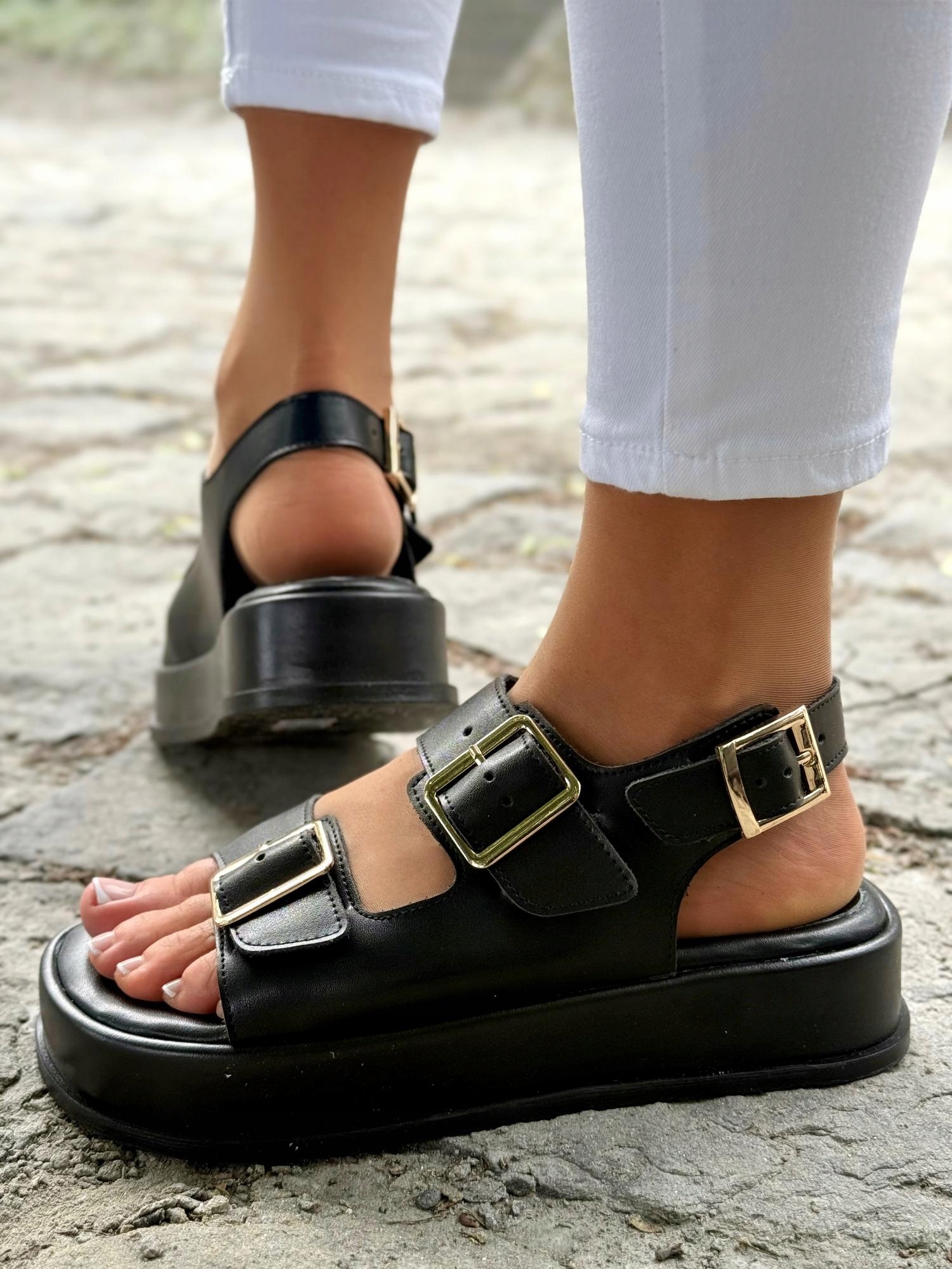 Stylové černé dámské sandály Oleksy Kožené Polské výroby vel. 39