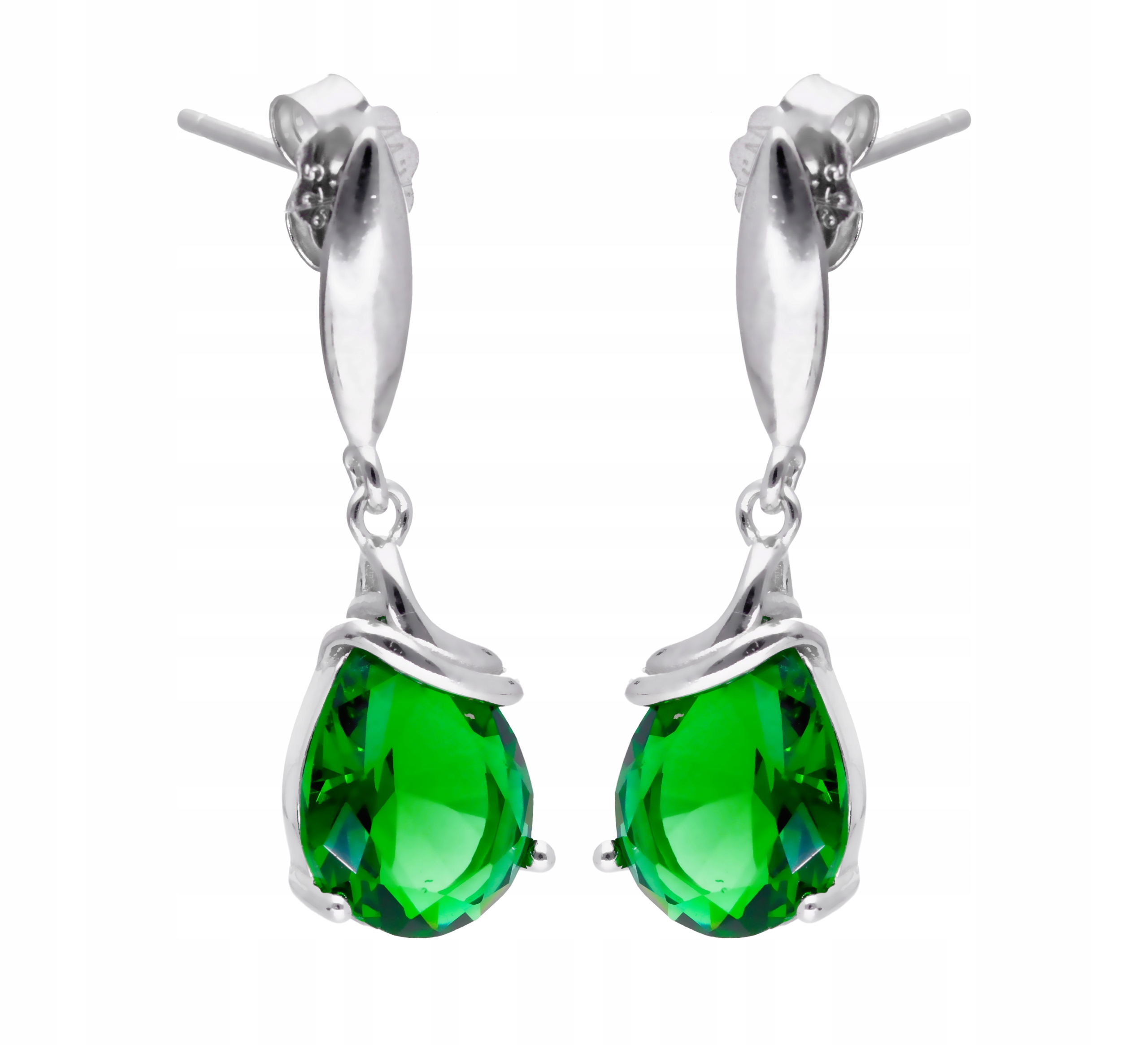 Stříbrné náušnice se smaragdovou zirkon IM0604KS