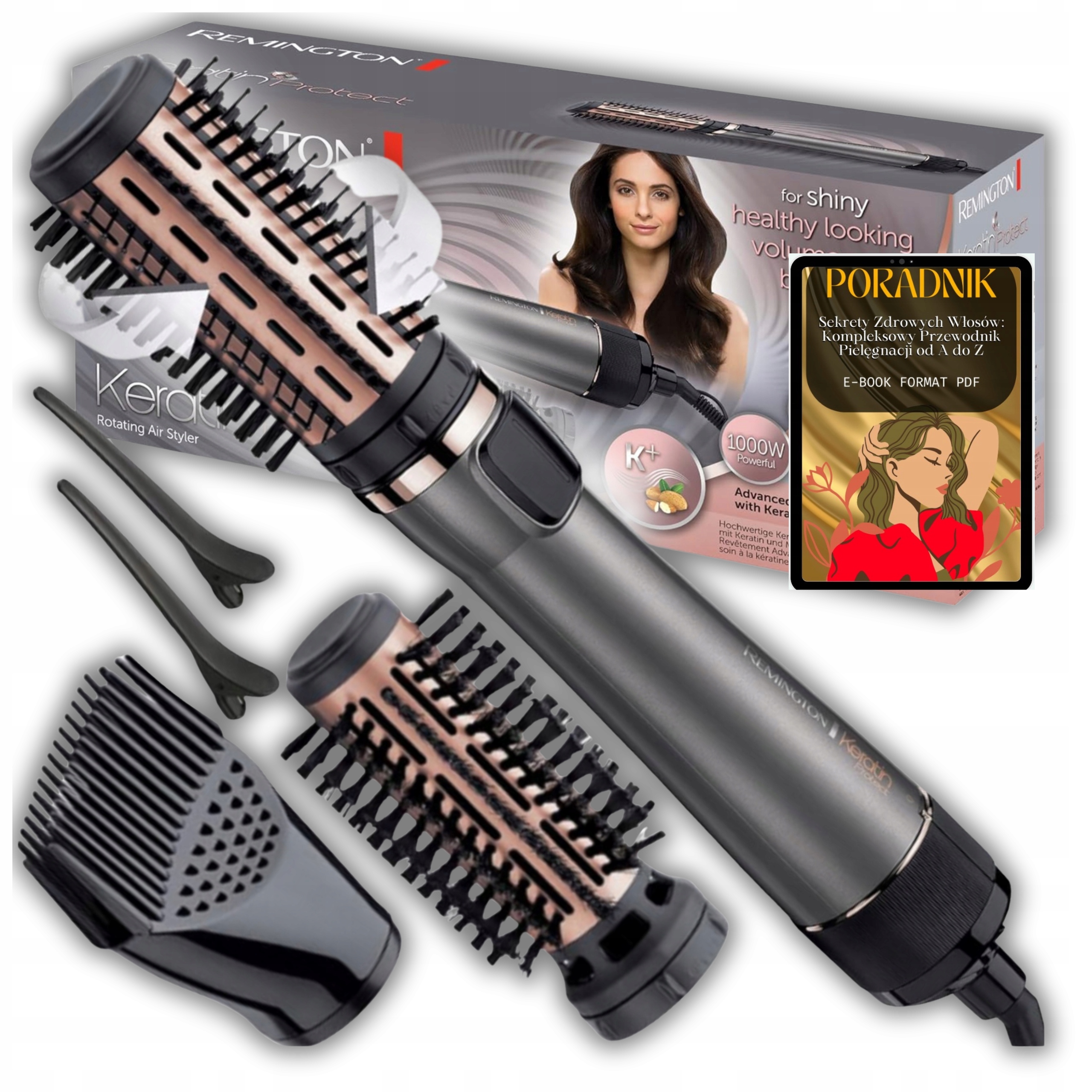 Lokówko Suszarka Remington Do Włosów Obrotowa Ceramiczna Szczotki Solidna!