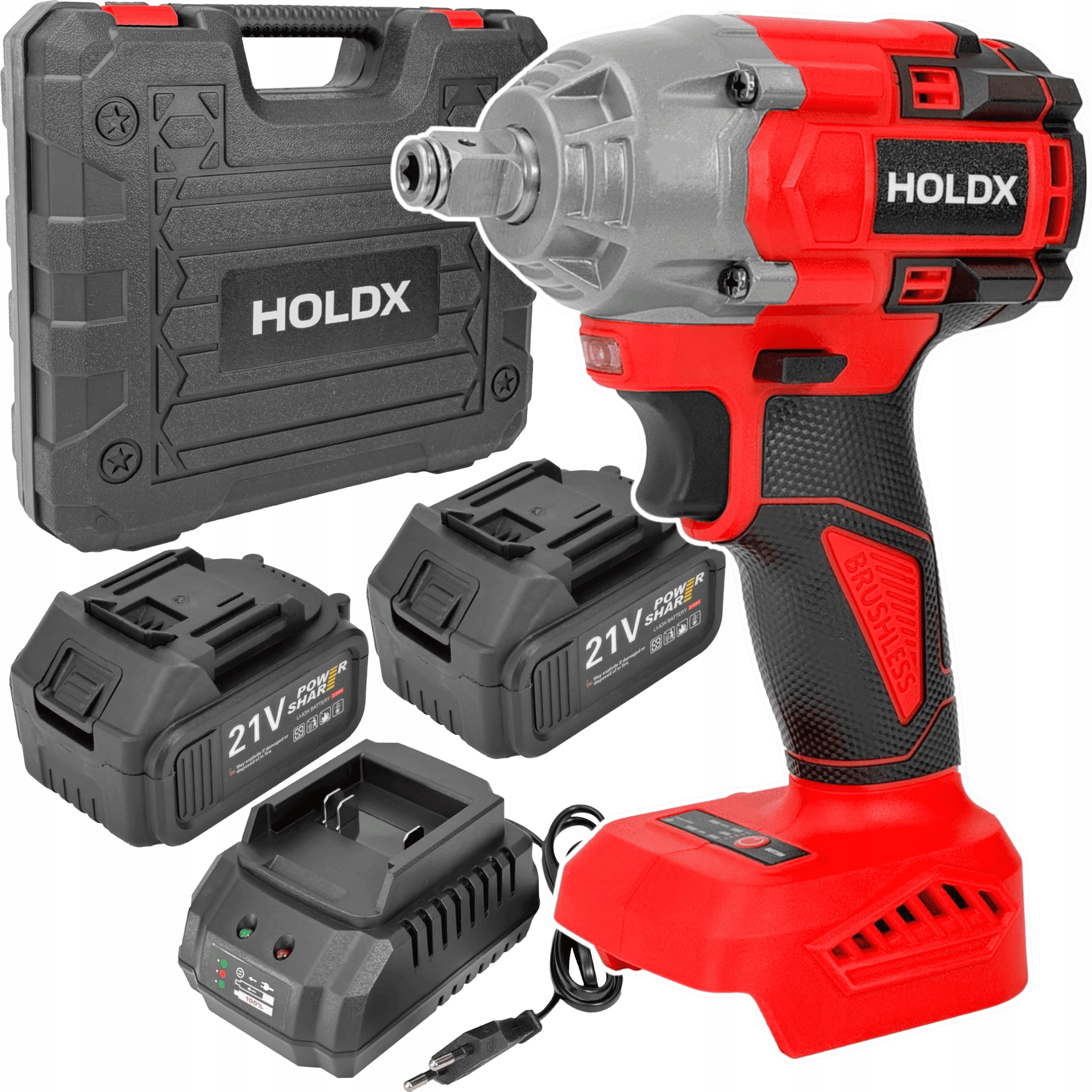 Akumulátorový Rázový Utahovák Holdx 2 Baterie 21V Bezkartáčový Nabíječka