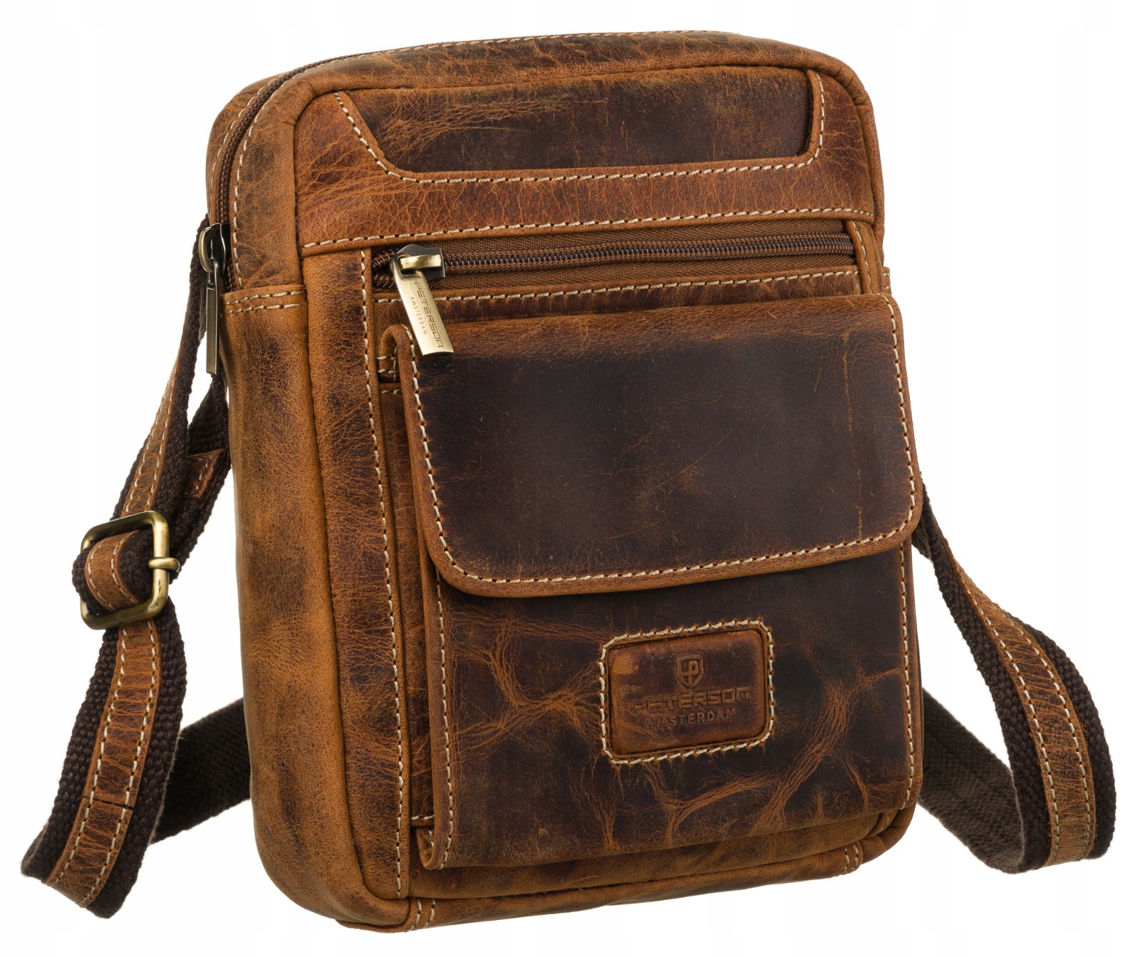 Pánská taška přes rameno, městská kabelka elegantní vintage kůže Peterson