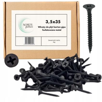 Fosfátovaný šroub karton-sádra kovový kužel 3,5x35 10 kg 5650 Sorte Fasteners