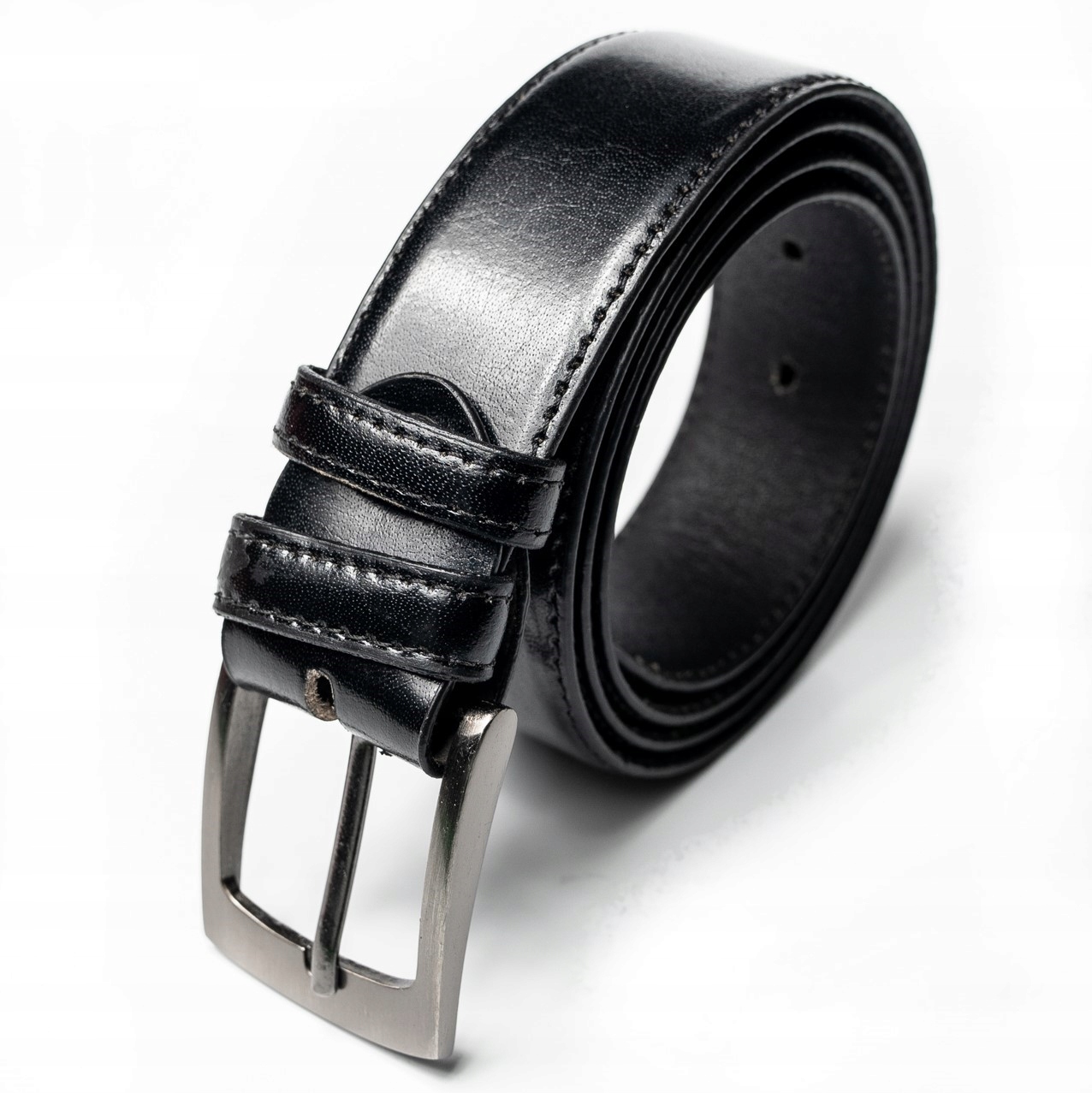 

Błyszczący pasek męski do spodni skóra naturalna