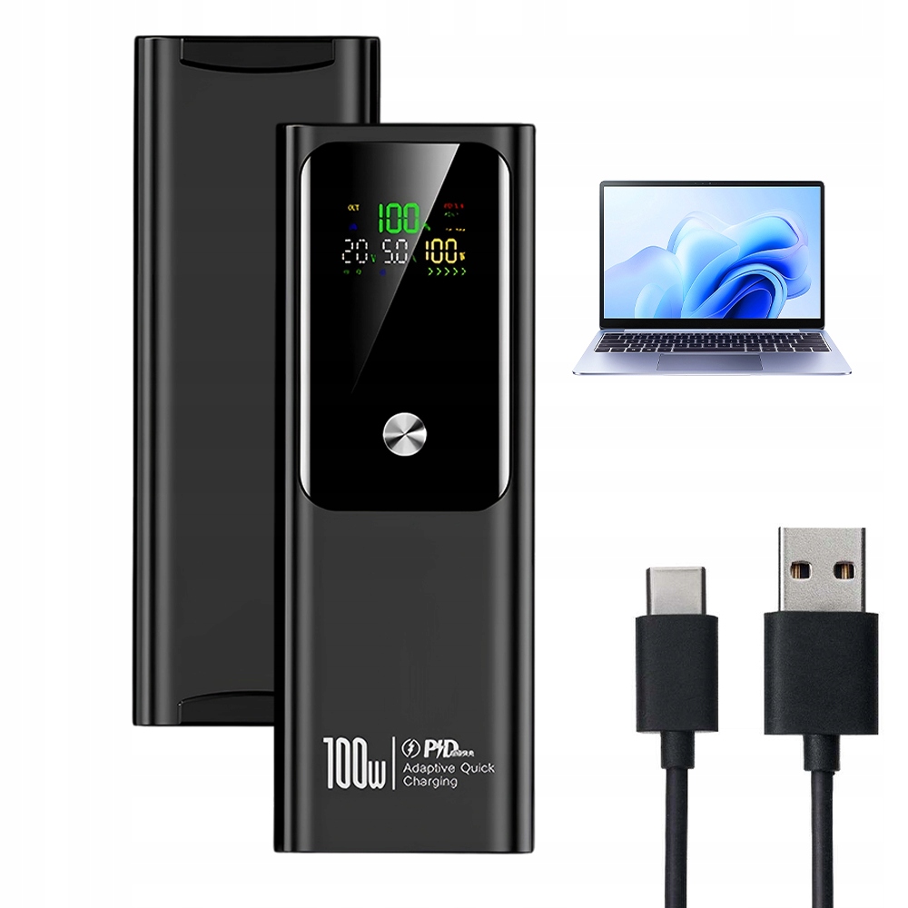 Přenosná Kapacitní Powerbanka 20000 mAh Rychlá Powerbanka Pd 100W Usb-c Usb-a