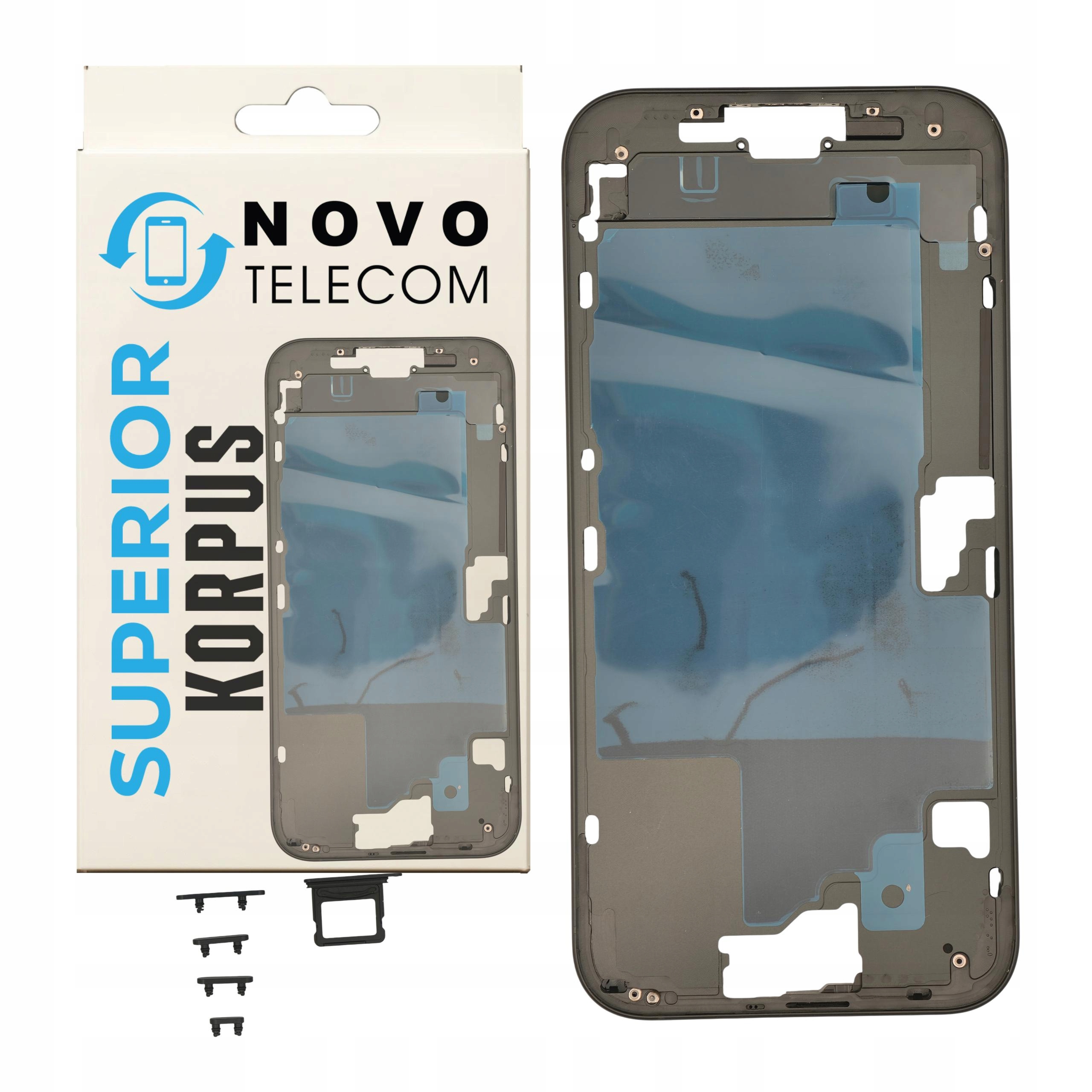 Tělo krytu telefonu pro iPhone 16 Plus Rámeček Kompletní Černá barva