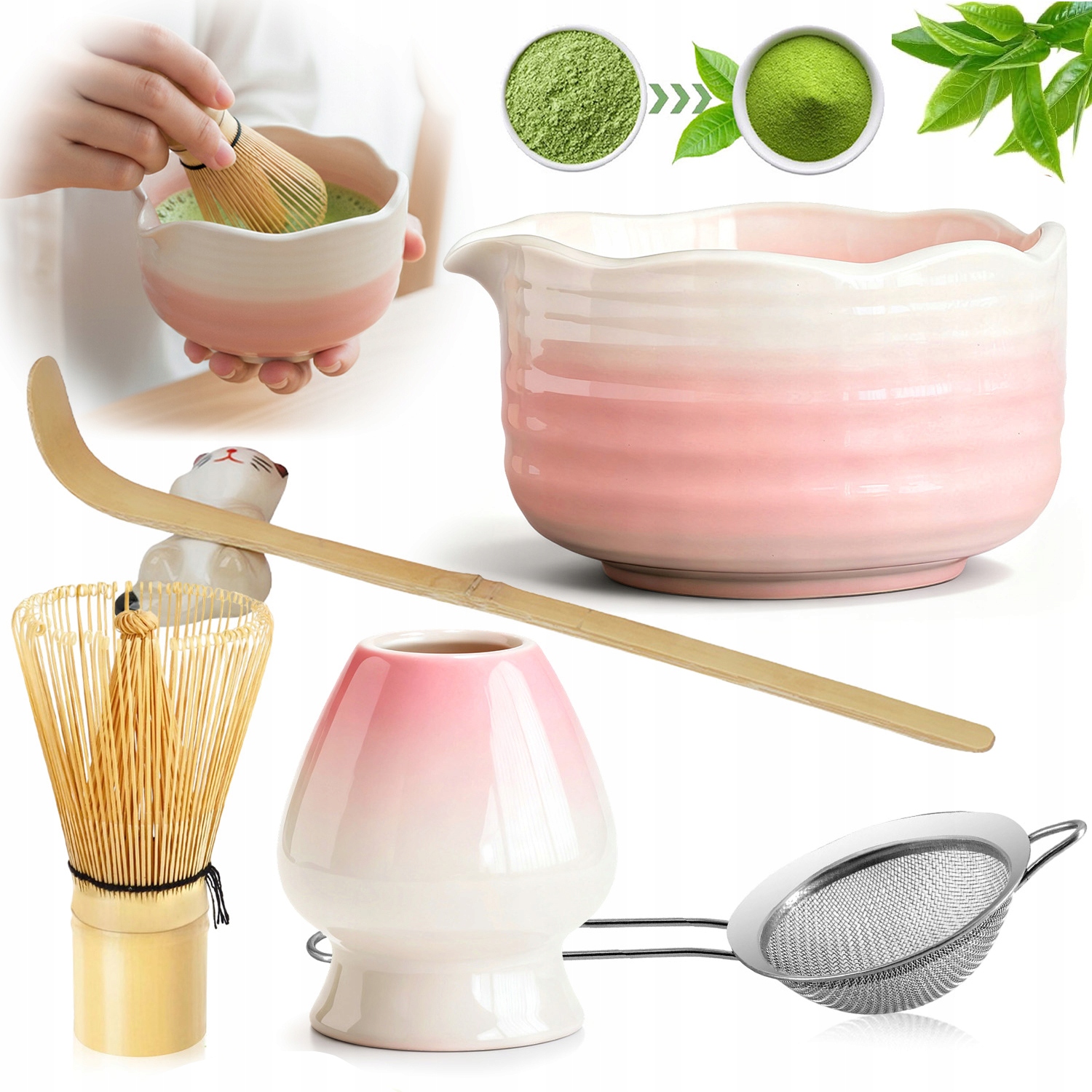 Levně Sada Na Přípravu Čaje Matcha 6-DÍLNÁ Bambusovo-keramická