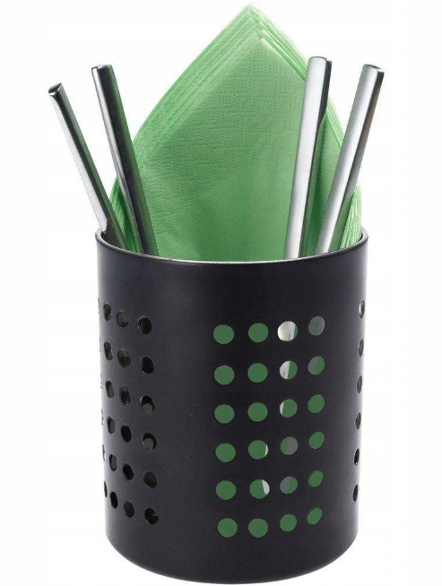 OCIEKACZ KOSZYK METALOWY CZARNY SZTUĆCE PRZYBORY