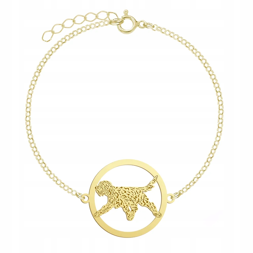 Zlatý náramek se psem Barbet Francouzský vodní pes 925 Dárek Gravírování