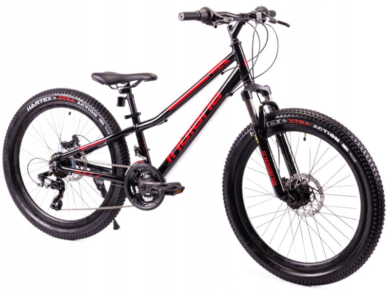 Rower młodzieżowy Indiana Rock Jr 2.4 24 cale dla chłopca Czarno-czerwony