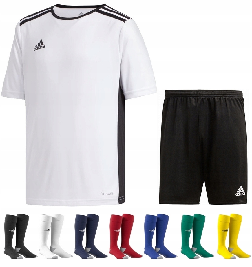 

Adidas Strój Piłkarski Koszulka Spodenki Getry r.L