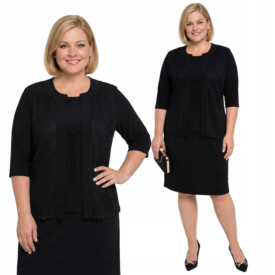 Černá halenka se zavazováním, krajkové vložky plus size, velikost 50