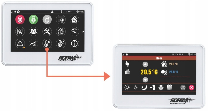 Panel dotykowy TPR-4W-P 4,3" TFT LCD LED ROPAM OPTIMA NEOGSM-IP NEOGSM-IP64 Marka Ropam