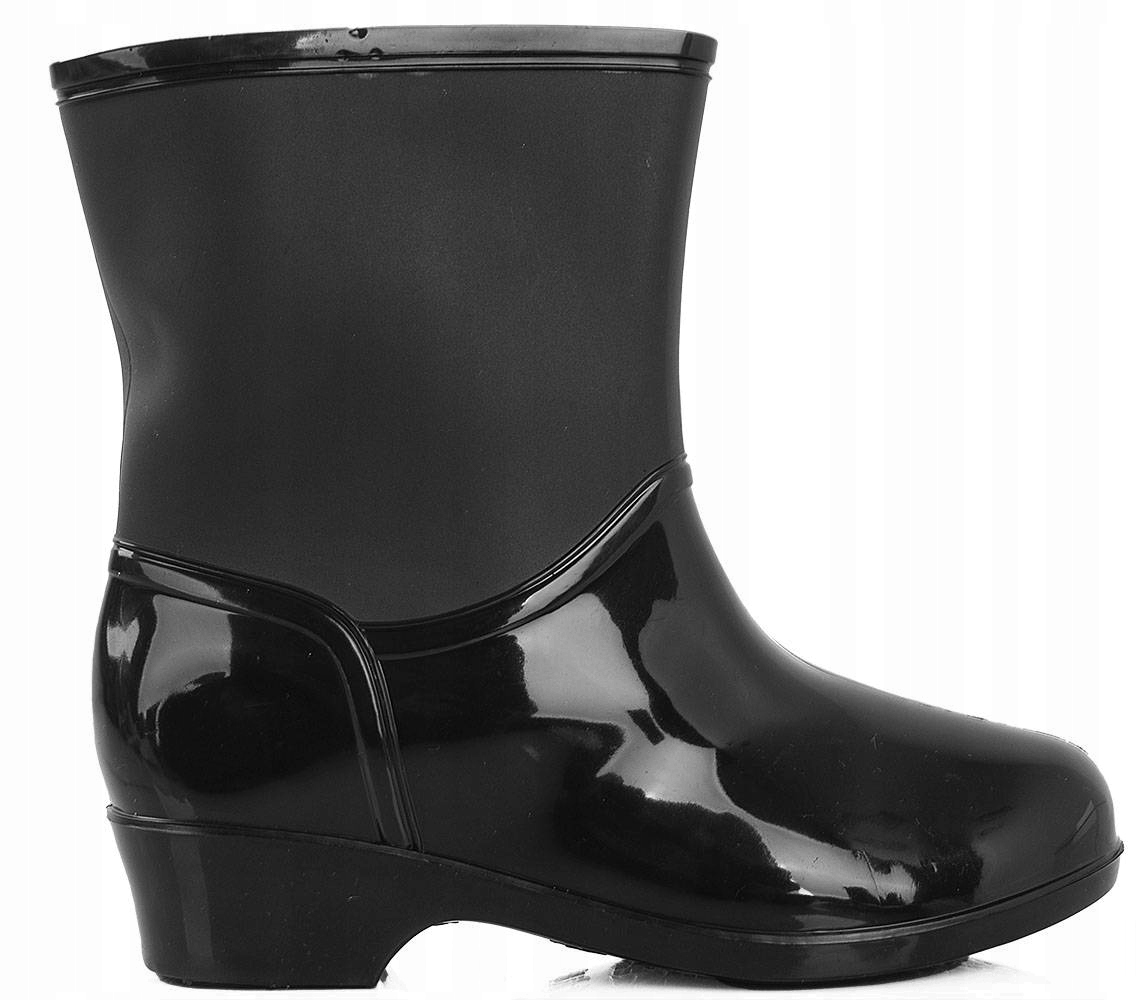 6719 CZARNE KRÓTKIE KALOSZE BOTKI DAMSKIE 37