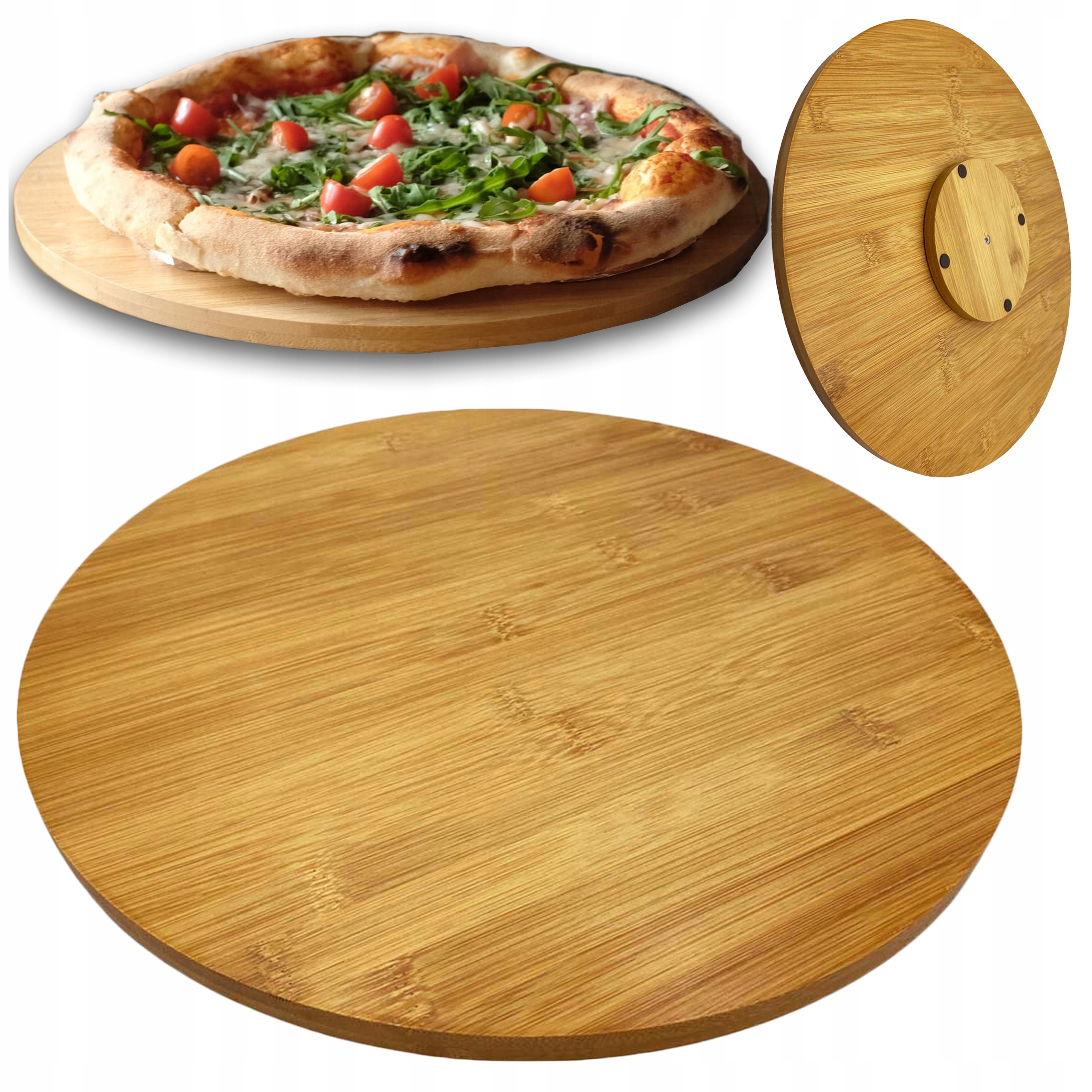 TACA TACKA DESKA BAMBUSOWA PODSTAWKA OBROTOWA DO SERWOWANIA PIZZY 35 CM