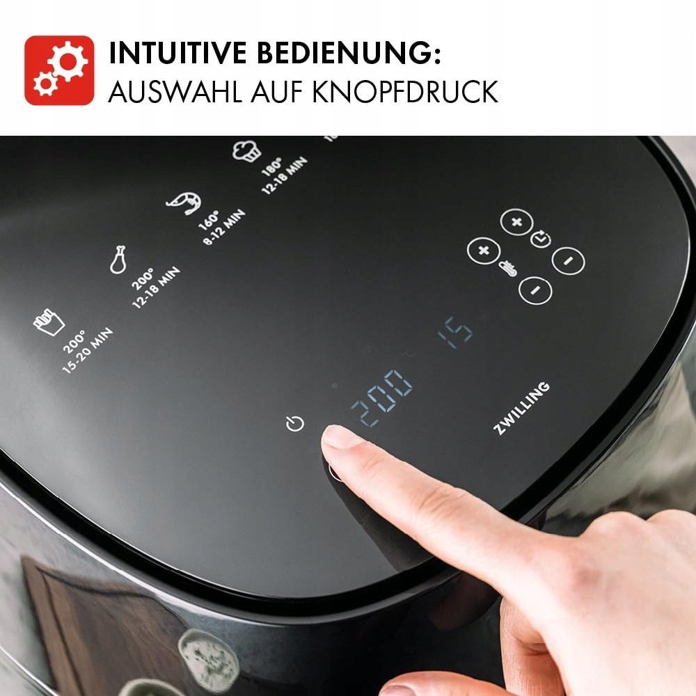 ZWILLING Frytkownica Beztłuszczowa 4L 1400W 6 Programów Czarna Z Przepisami — miniatura 6