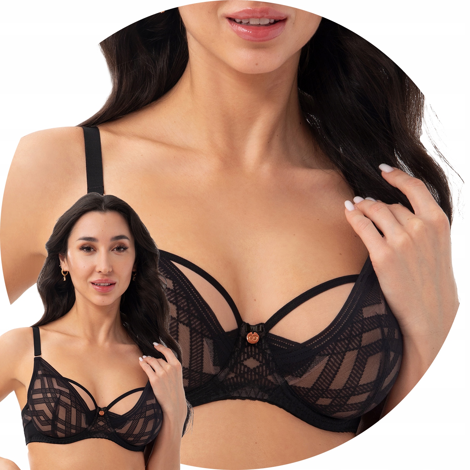 Gorsenia K897 Estelle černá krajka Měkká podprsenka 90D Soft