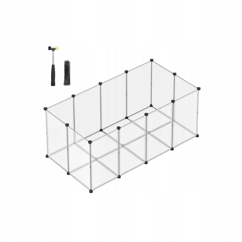 Levně Klec, výběh, kotec pro hlodavce 145 x 72 x 57 cm, bílá Songmics