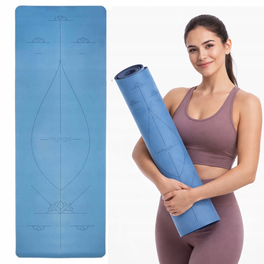 Kauczukowa mata do jogi myga Alignment 6mm XL niebieski