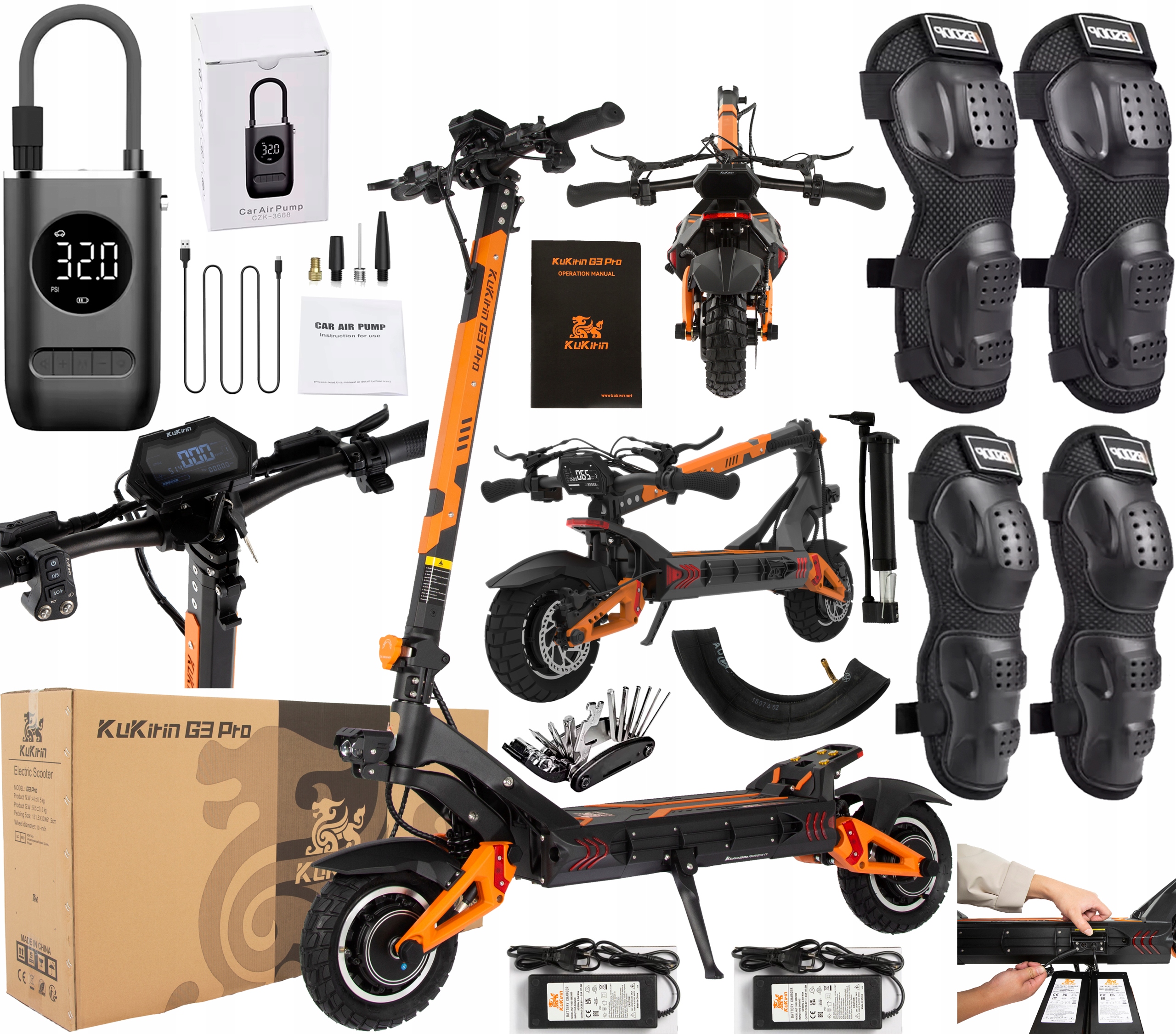 Kukirin G3 Pro Składany 52 V 23.4 Ah 2400 W 65 km/h 80 Km 10" Terenowy Pl