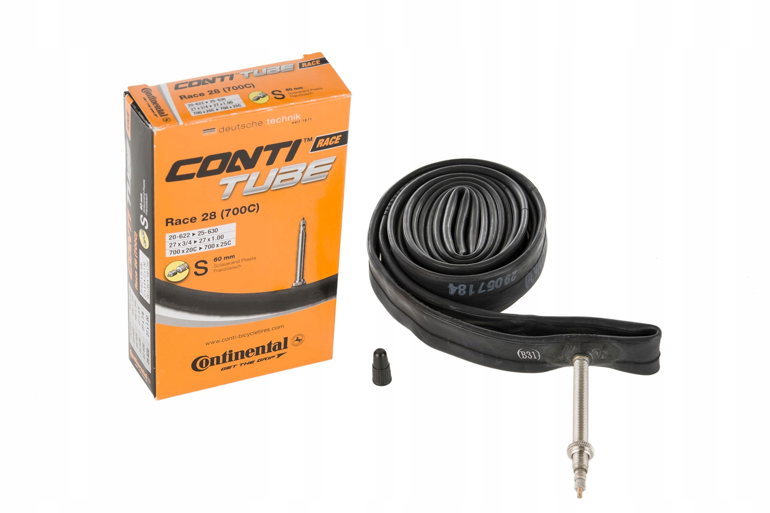 Dętka rowerowa Continental 28 2X 700x20c 700x25c PRESTA 60mm 20-622 25-622 Kolor dominujący czarny