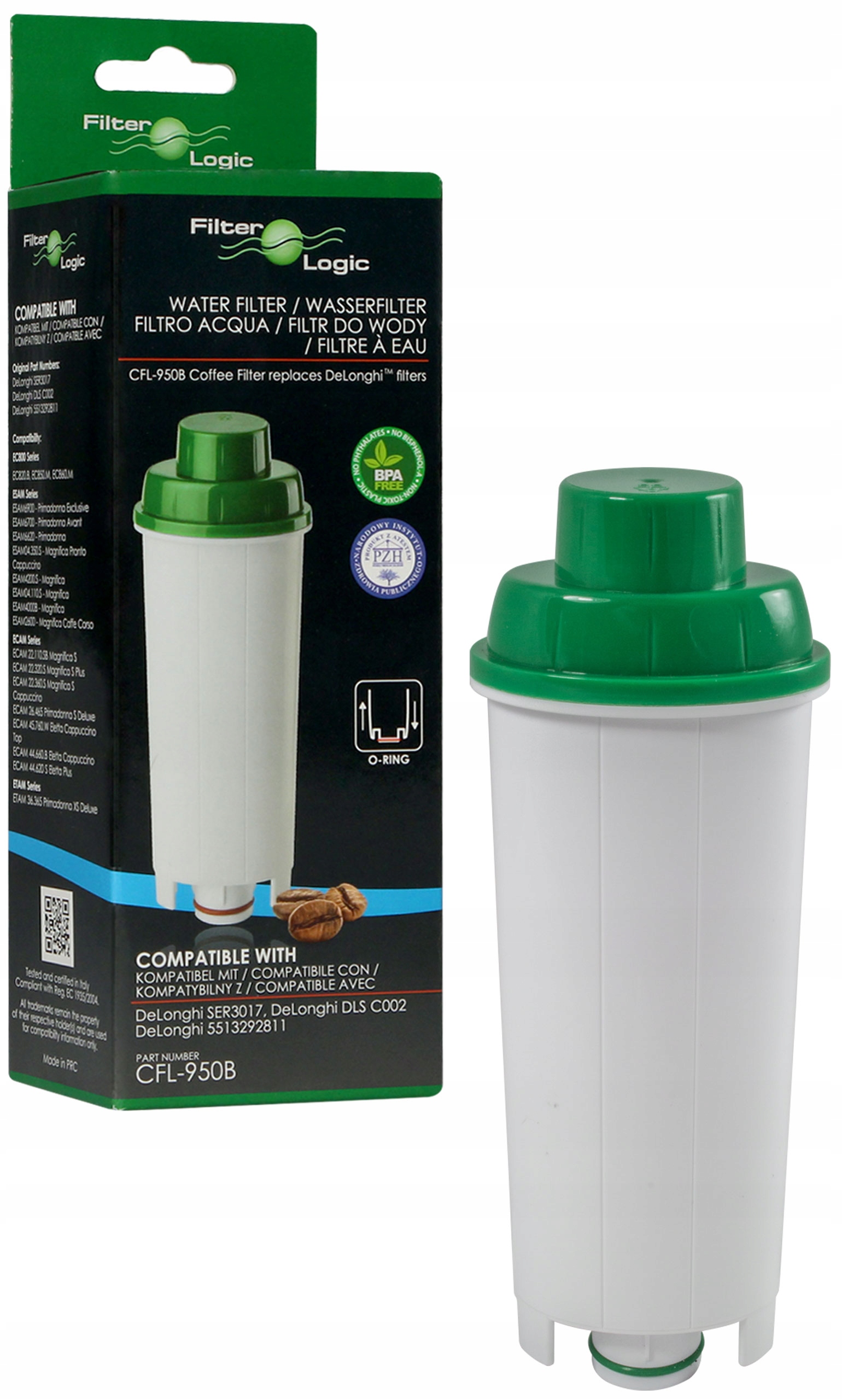 2x Filtr CFL-950B FilterLogic wody do ekspresu Delonghi zamiennik DLSC002 Stan opakowania oryginalne