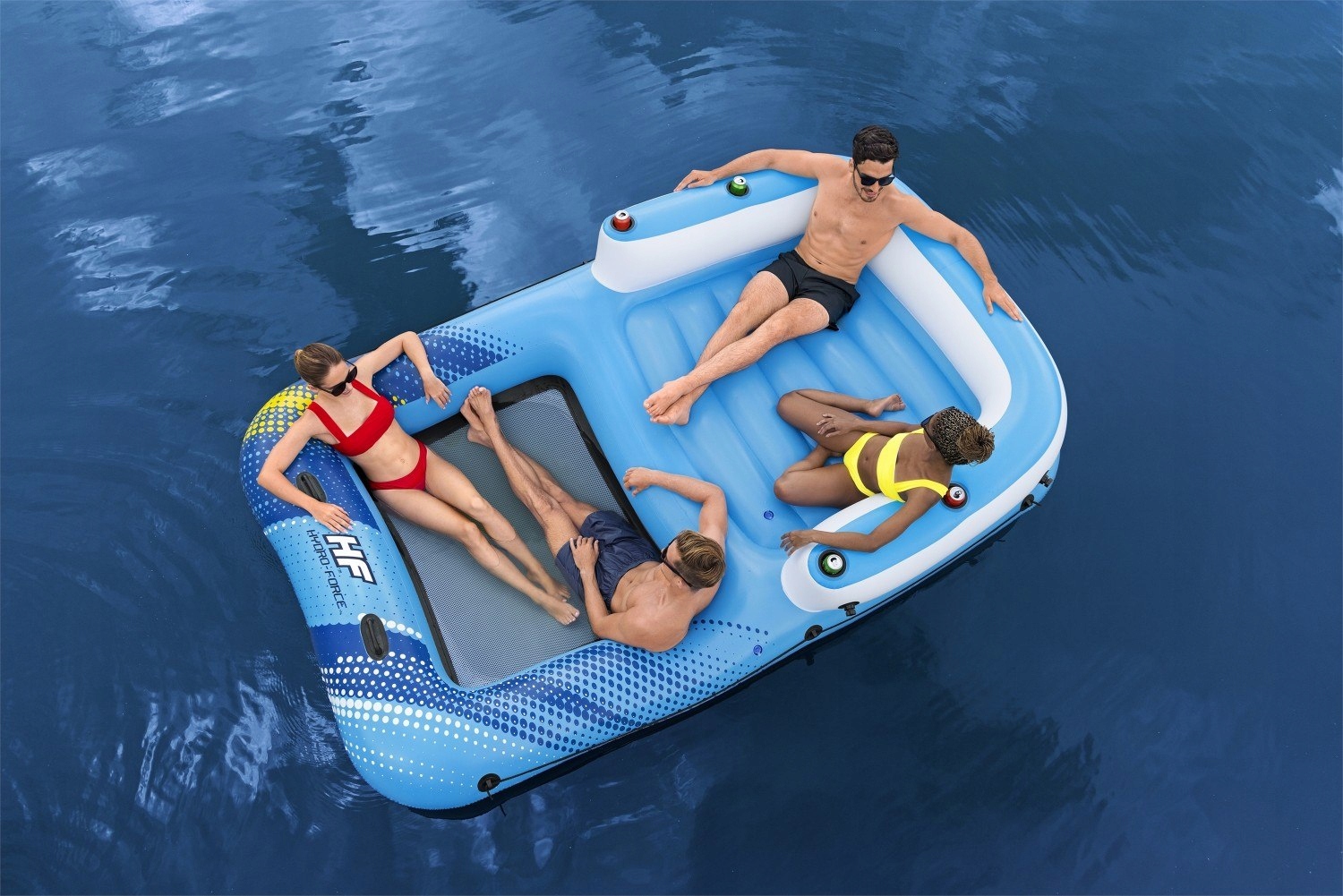 Wyspa Materac Do Pływania 320/198cm BESTWAY Kolor dominujący odcienie niebieskiego