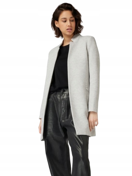 Only Dámský Šedý Kabát Bez Zapínání S Kapsami S Jqc