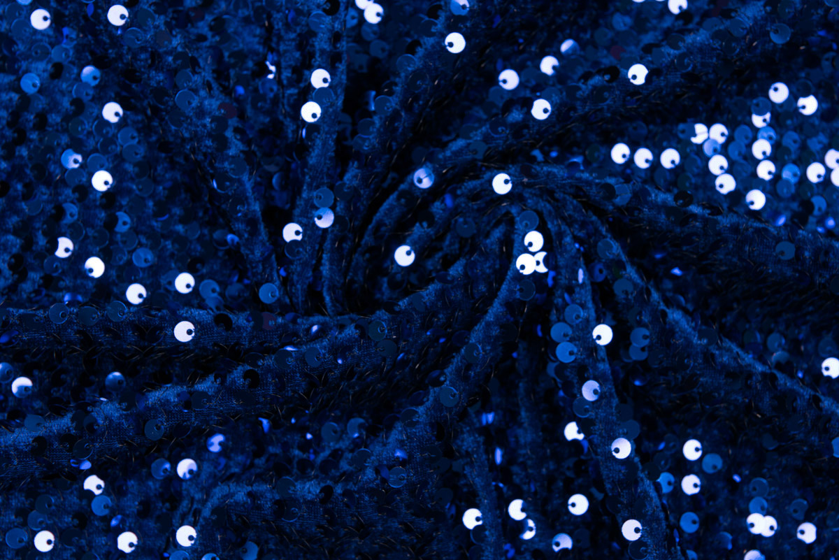 Látka Velur Flitry Premium Safír