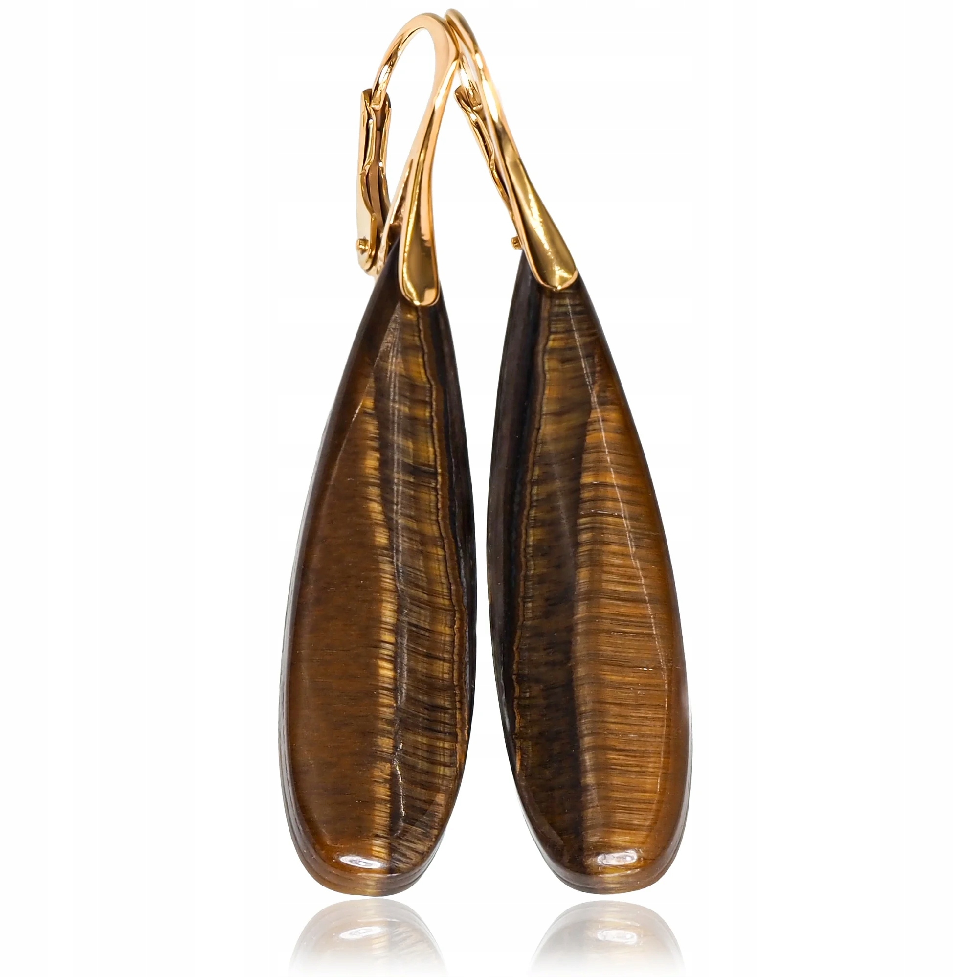 Krásné Náušnice Tygří oko Zlaté Stříbro