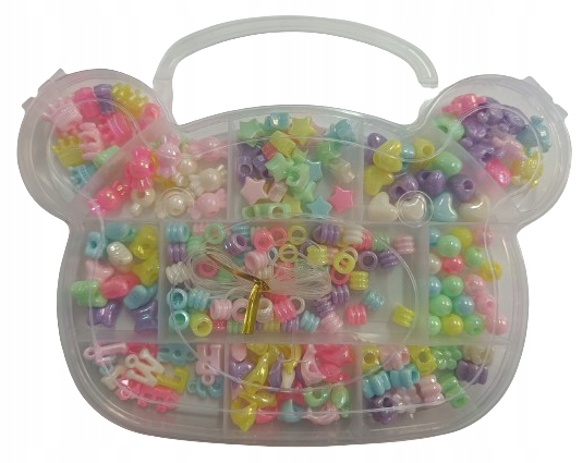 ZESTAW KORALIKÓW DO ROBIENIA BIŻUTERII KOLOROWE BRANSOLETKI MIŚ DIY